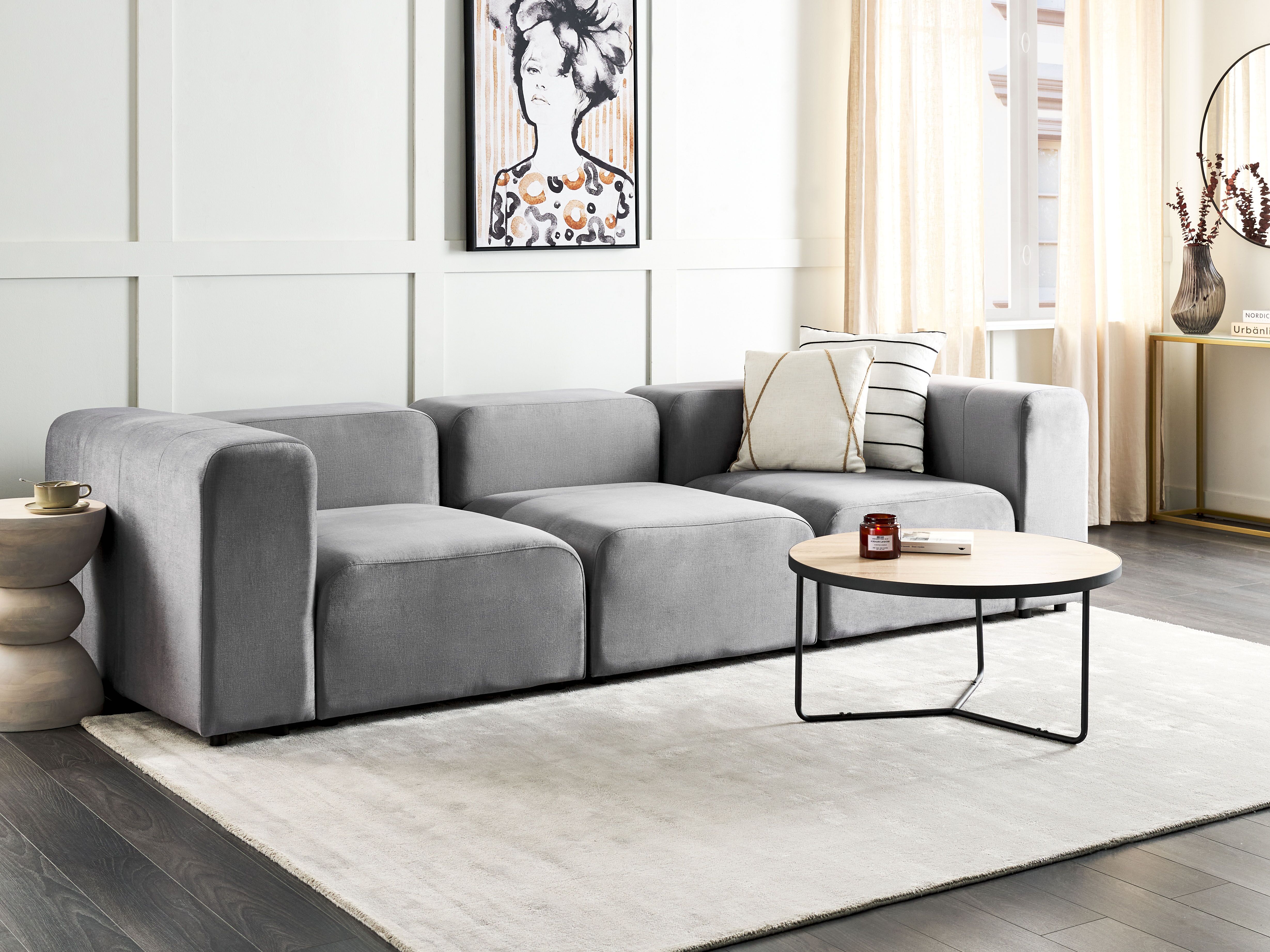 Modular Sofa 3 Seater FALSTERBO Velvet Grey
