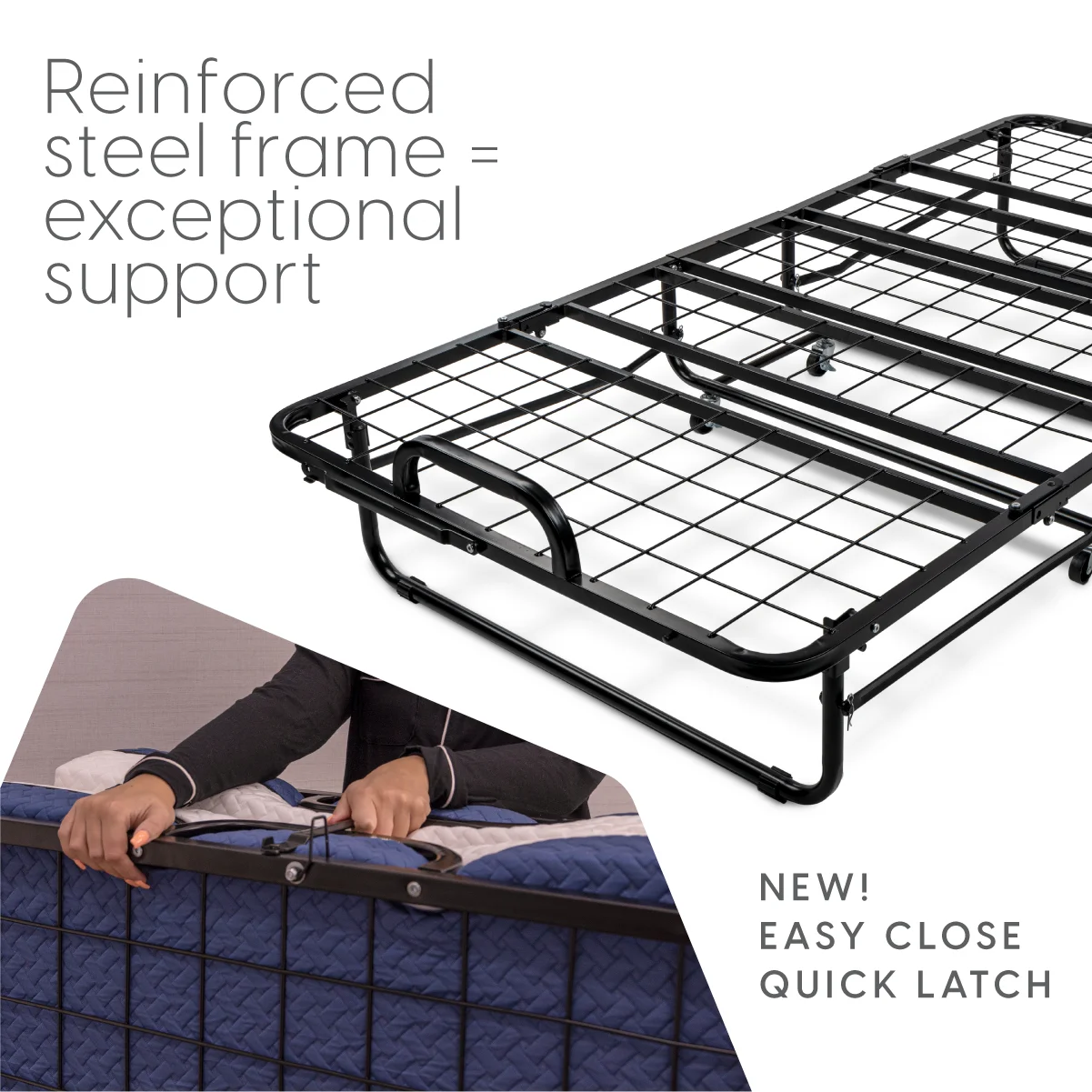 Milliard Diplomat Adjustable Size Modern Folding Bed with Memory Foam Mattress - Image 28