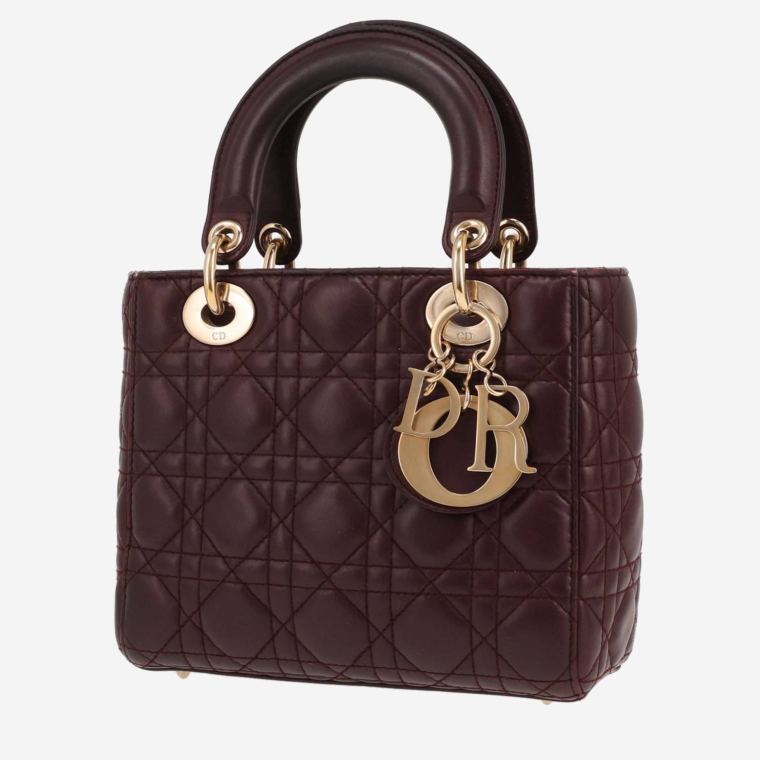 Dior Lady Dior mini handbag in purple Raisin leather cannage