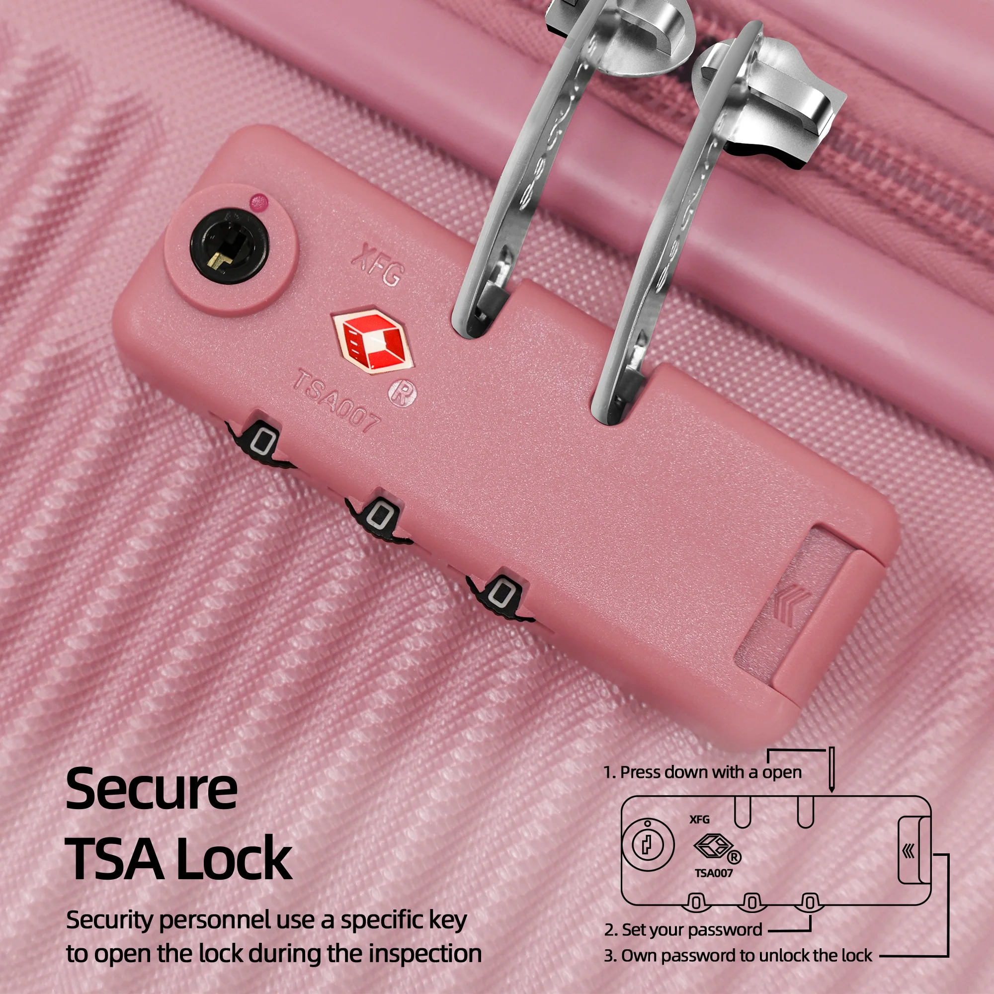 Sunbee Hardside Luggage Set 3 Piece Set Lightweight Suitcase with TSA Lock Spinner Wheels - Image 7