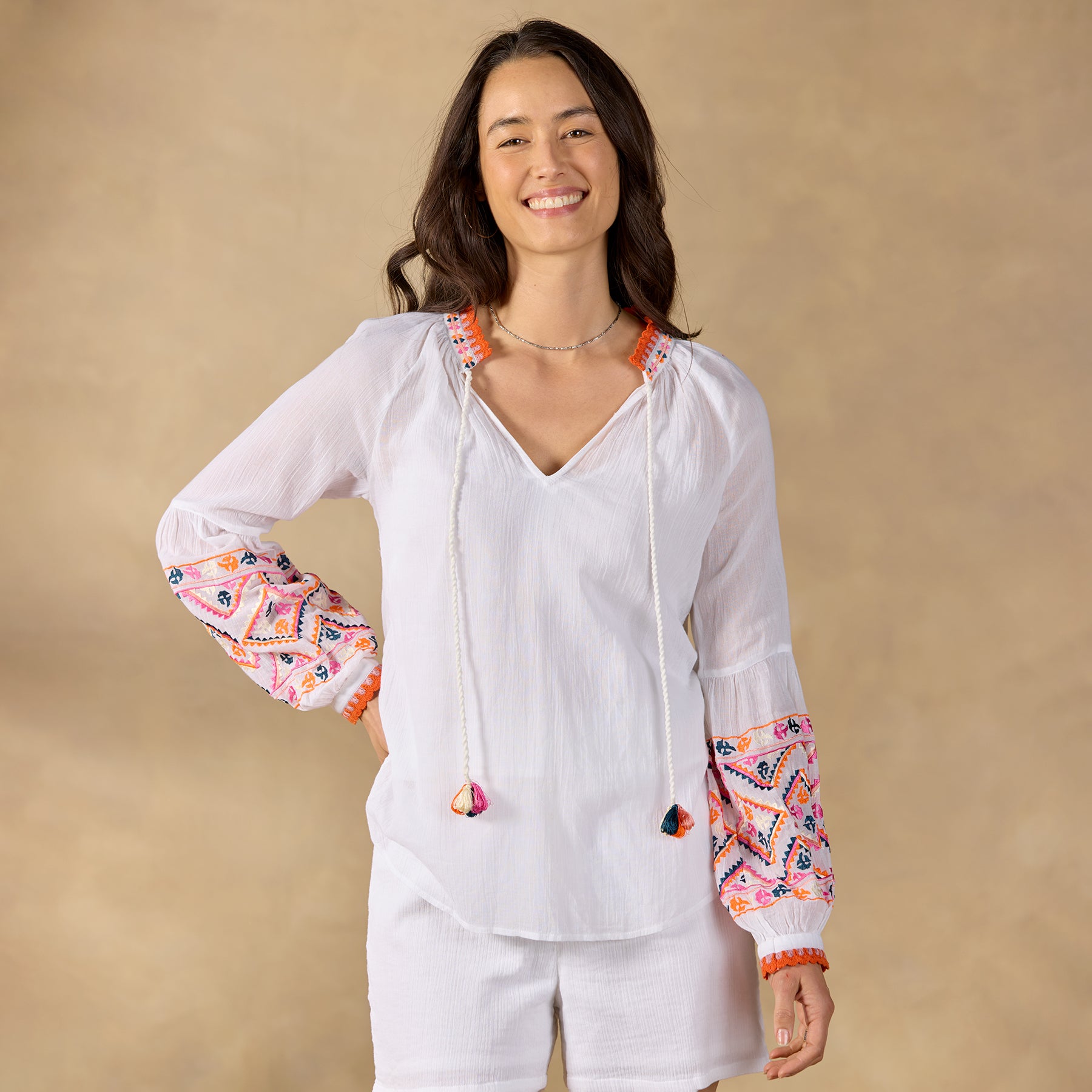 Leda Embroidered Top, Petite - Sundance Clothing