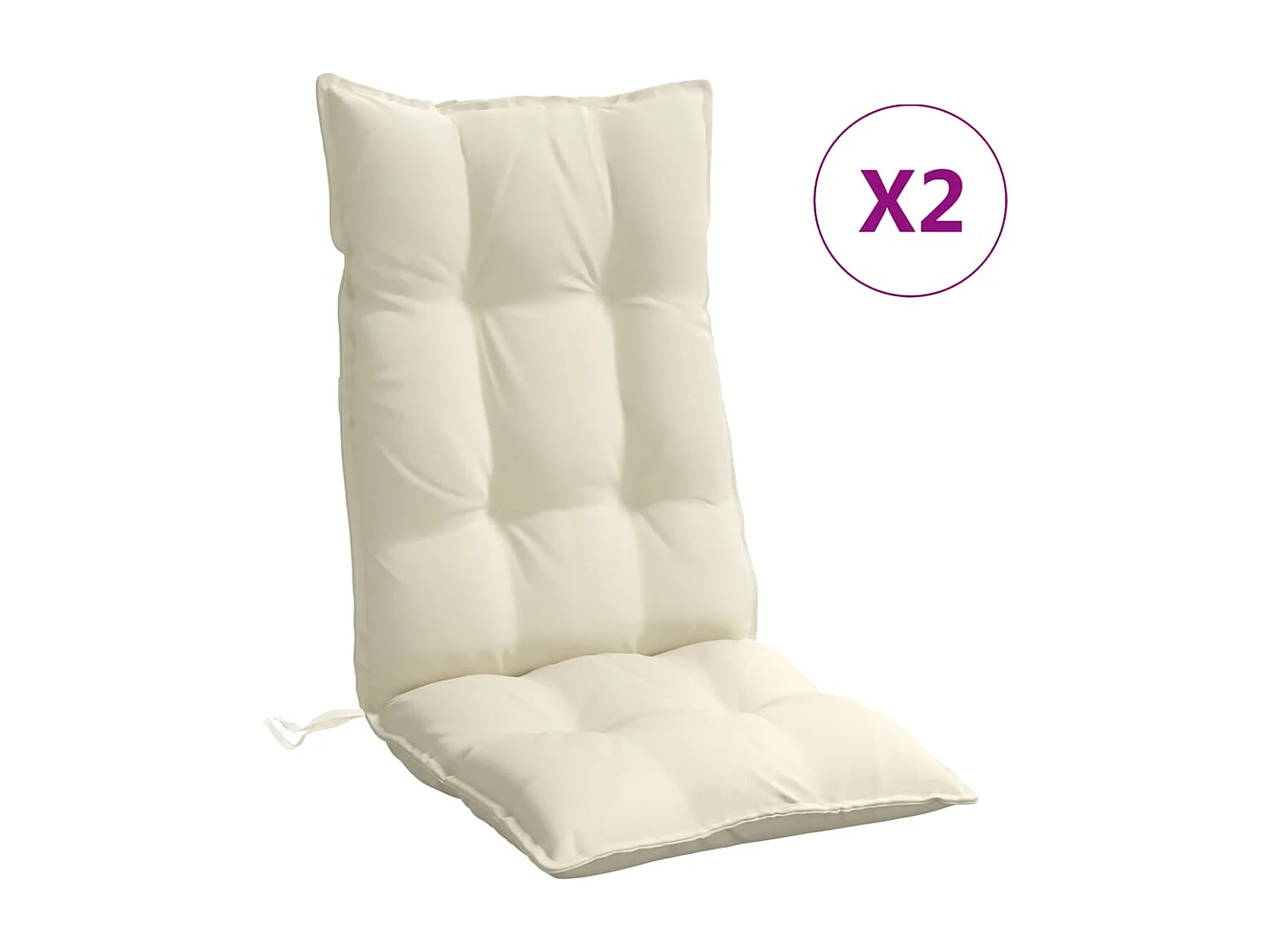 Coussins de chaise à dossier haut lot de 2 crème tissu oxford