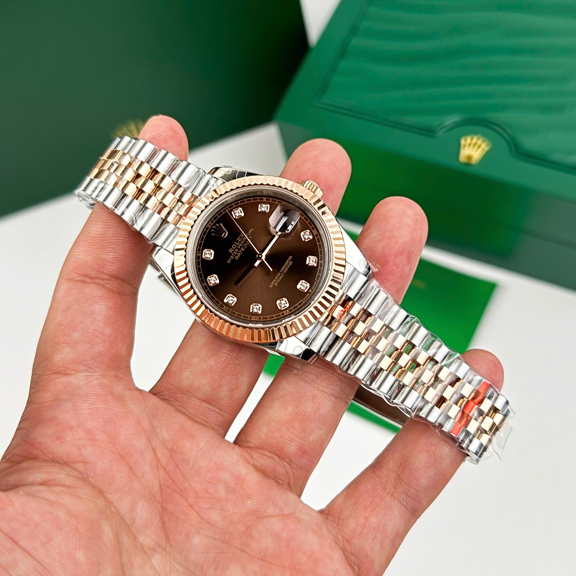 Rolex DateJust 126331 Replica Watch Dial Chocolate Jubilee Strap 41mm - Elite Watch Atelier