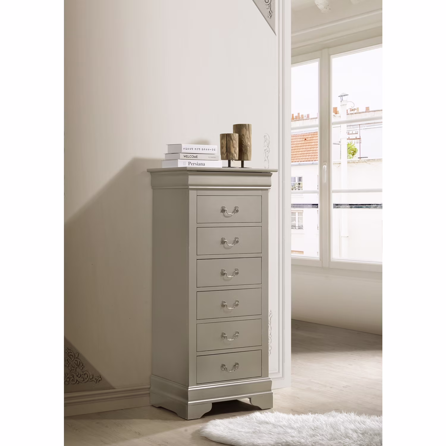 Glory Furniture Louis Phillipe 7 Drawer Lingerie Chest in Cherry - Image 8