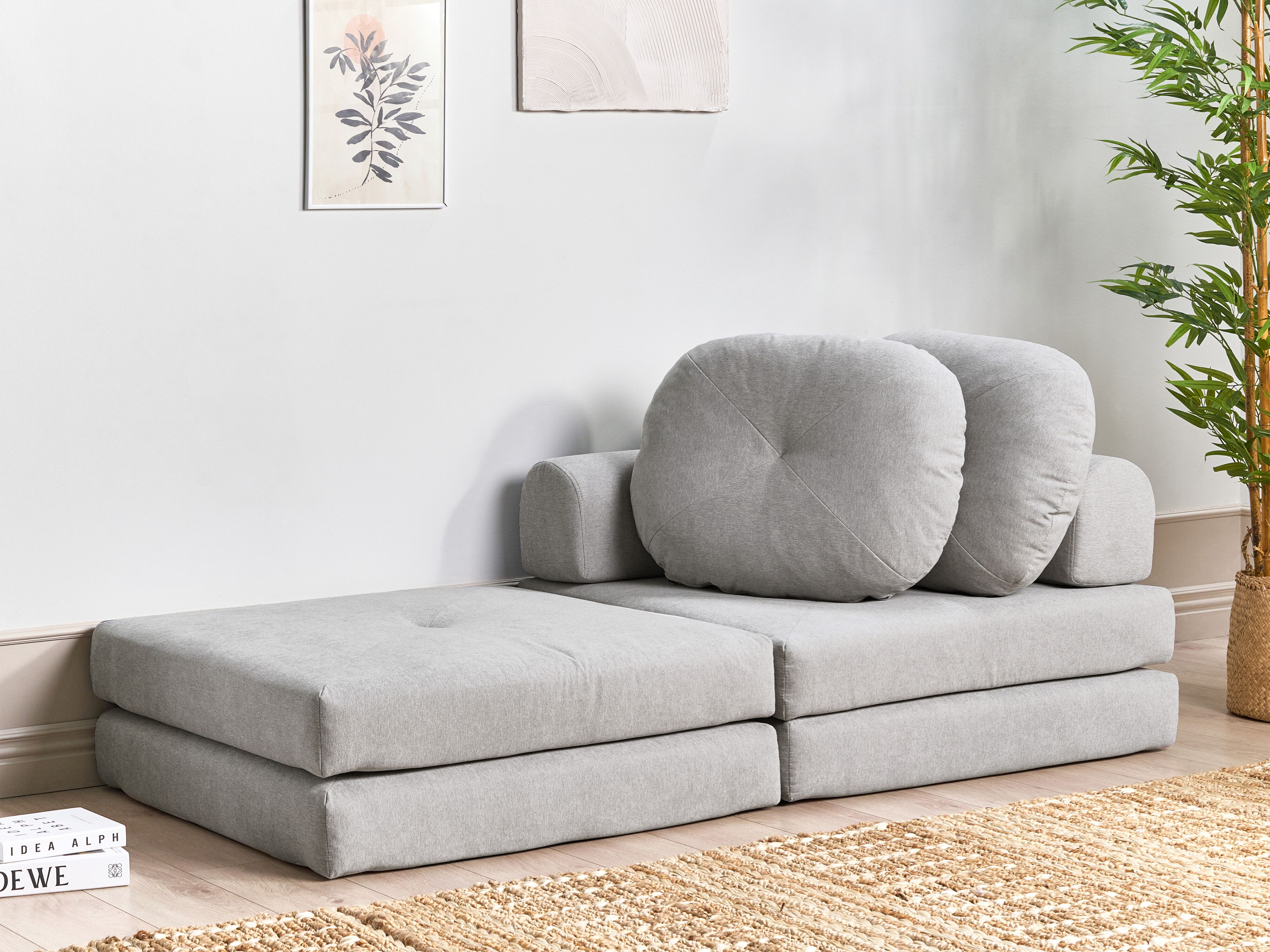 Single Sofa Bed OLDEN Fabric Light Grey