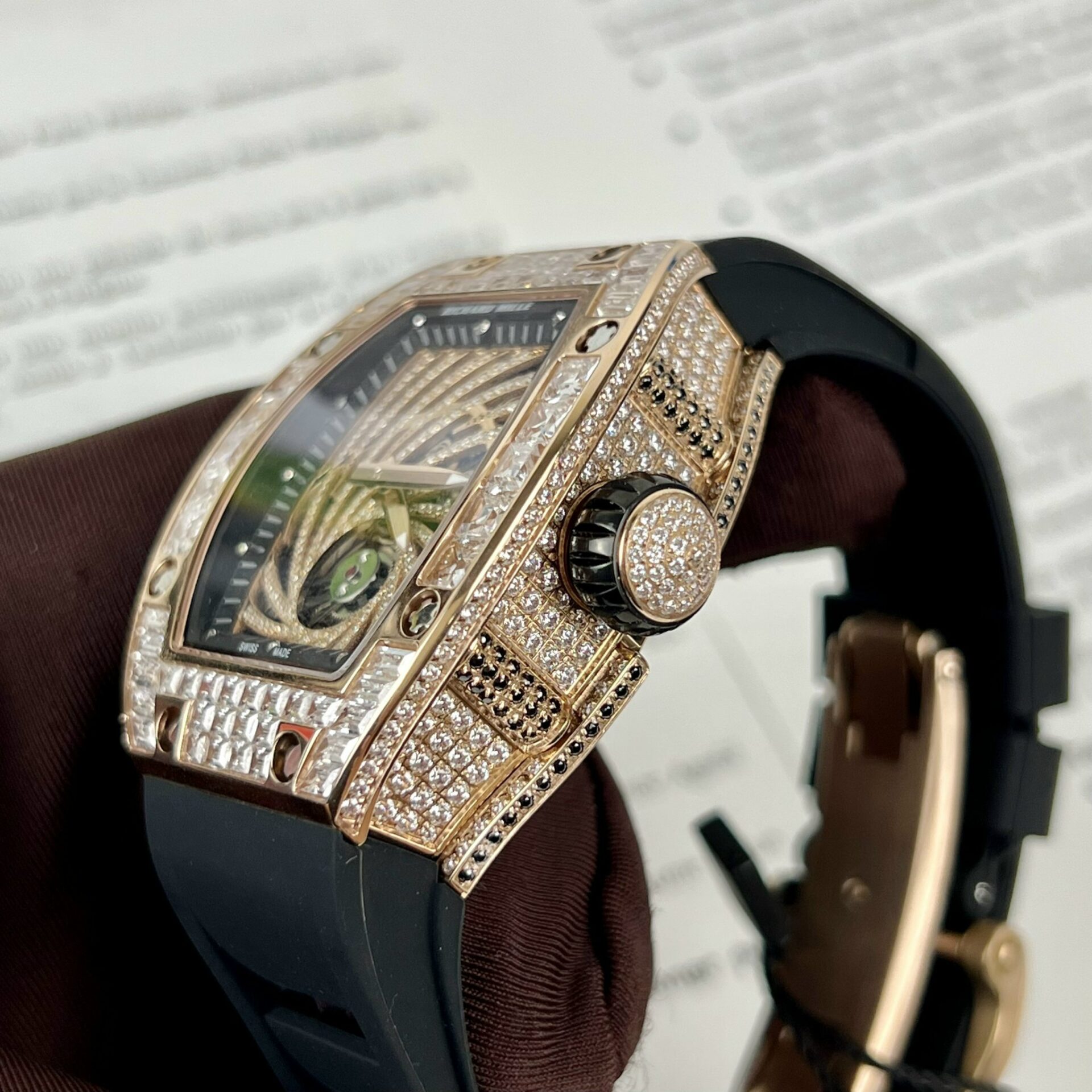 Richard Mille RM51-02 Rose Gold Baguette Replica Watch 40MM - Top club
