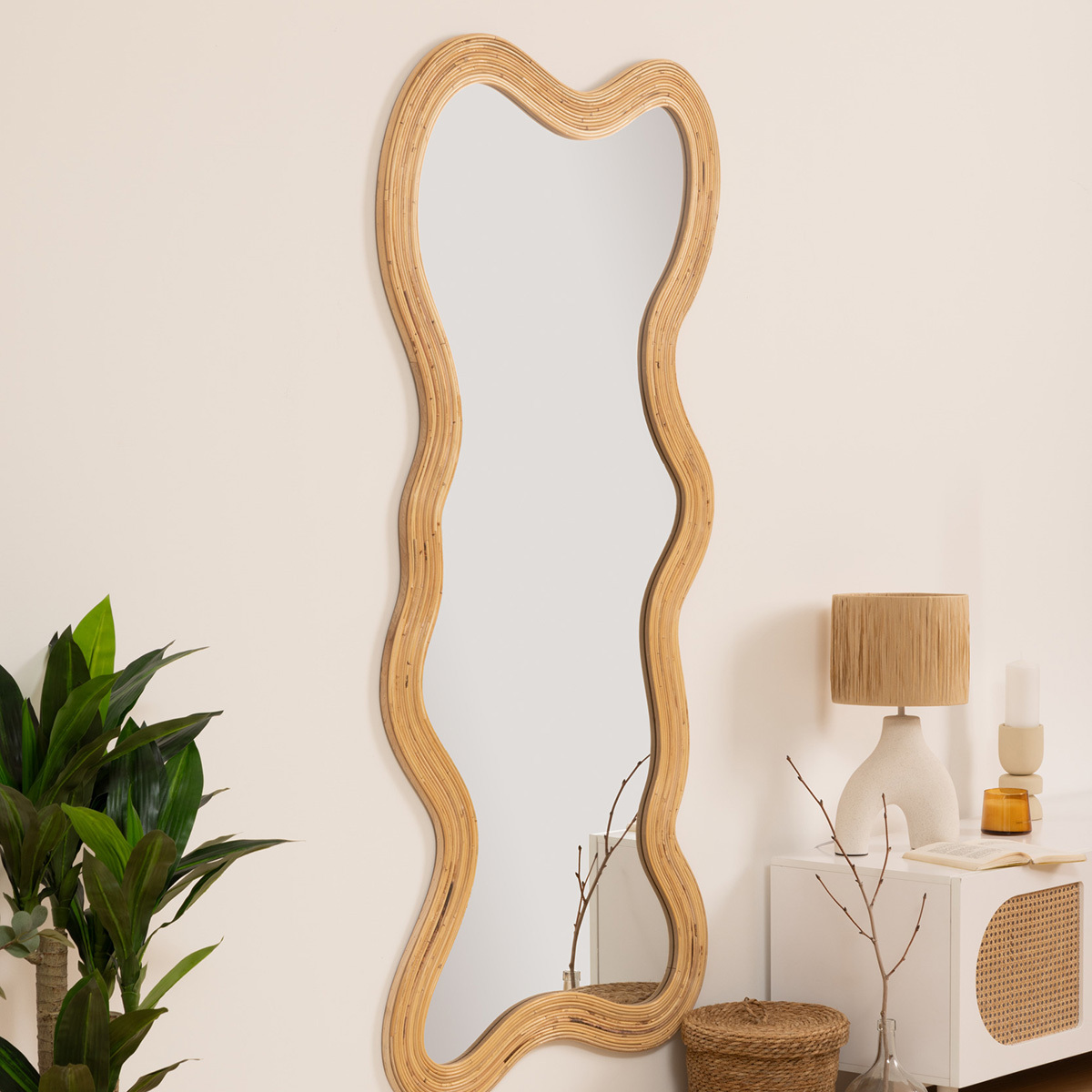 Organic mirror "Maggie" Rattan, 179x86 cm