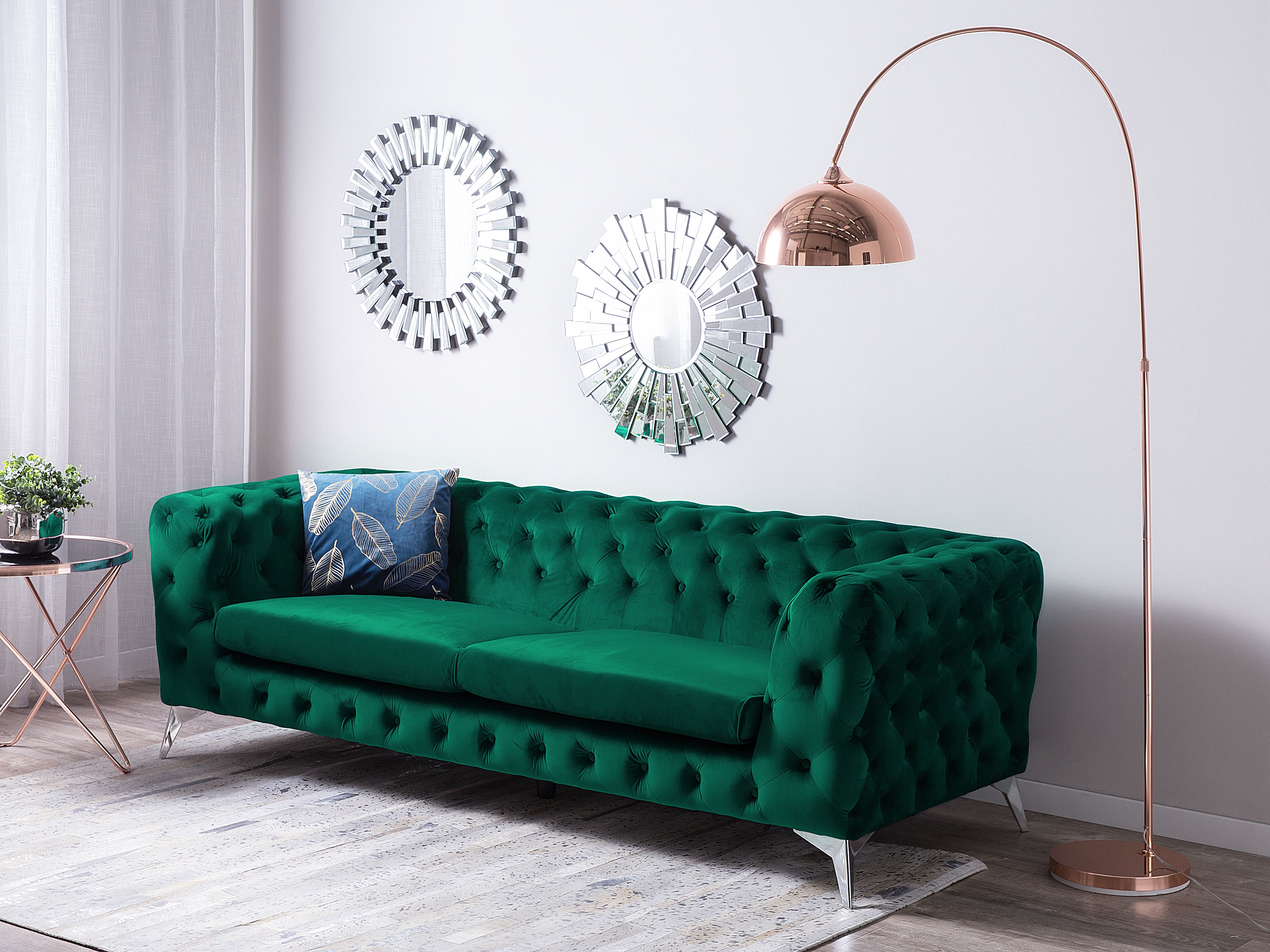 Sofa 3 Seater SOTRA Velvet Emerald Green