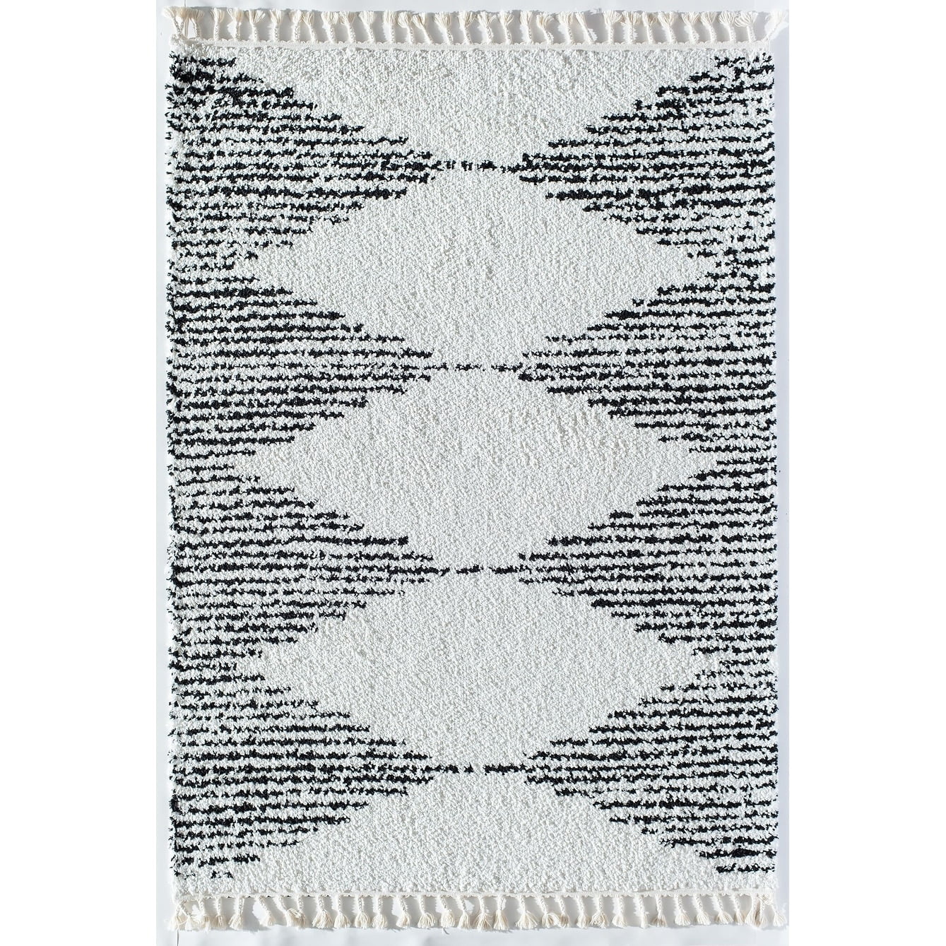 Rugs America Moon Collection MS30A Moroccan Tribal Heath White Area Rug, 8'0