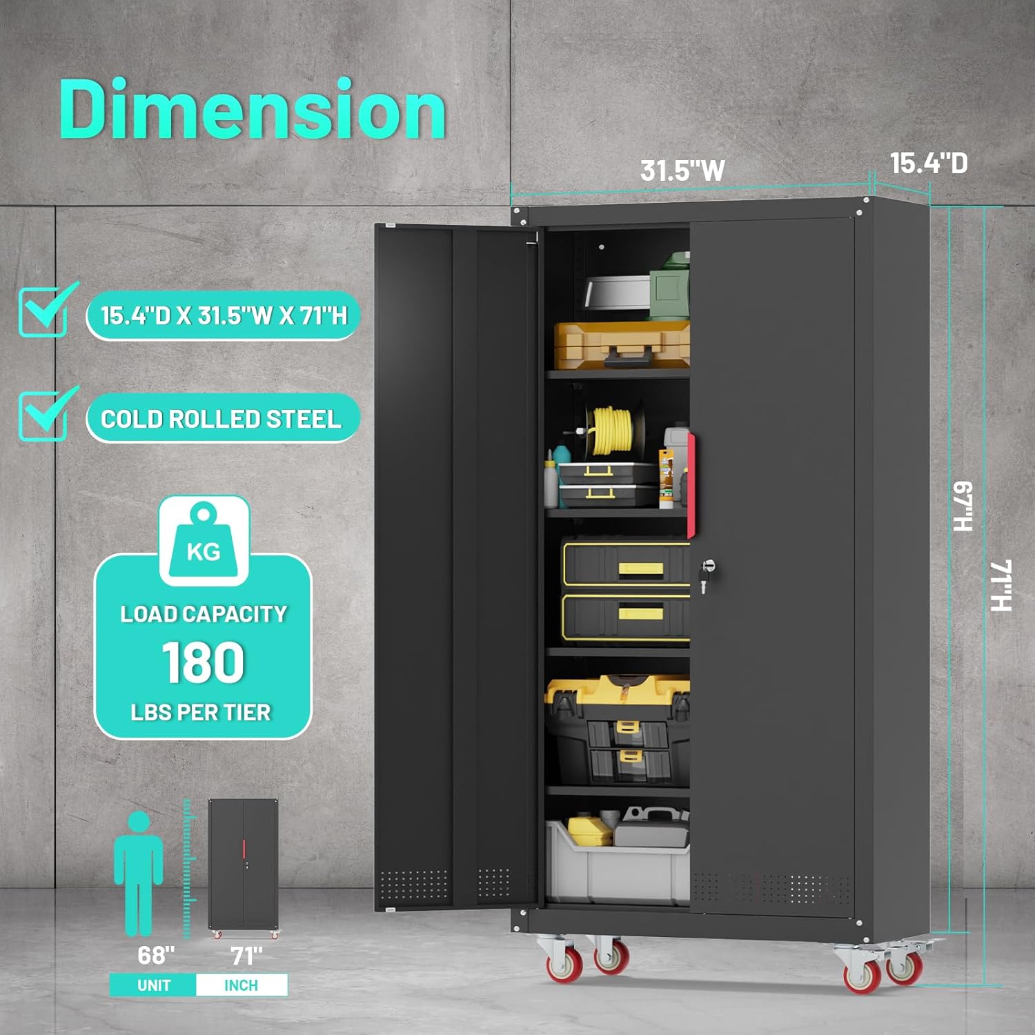 Eltean Metal Garage Cabinets with Wheels| 71