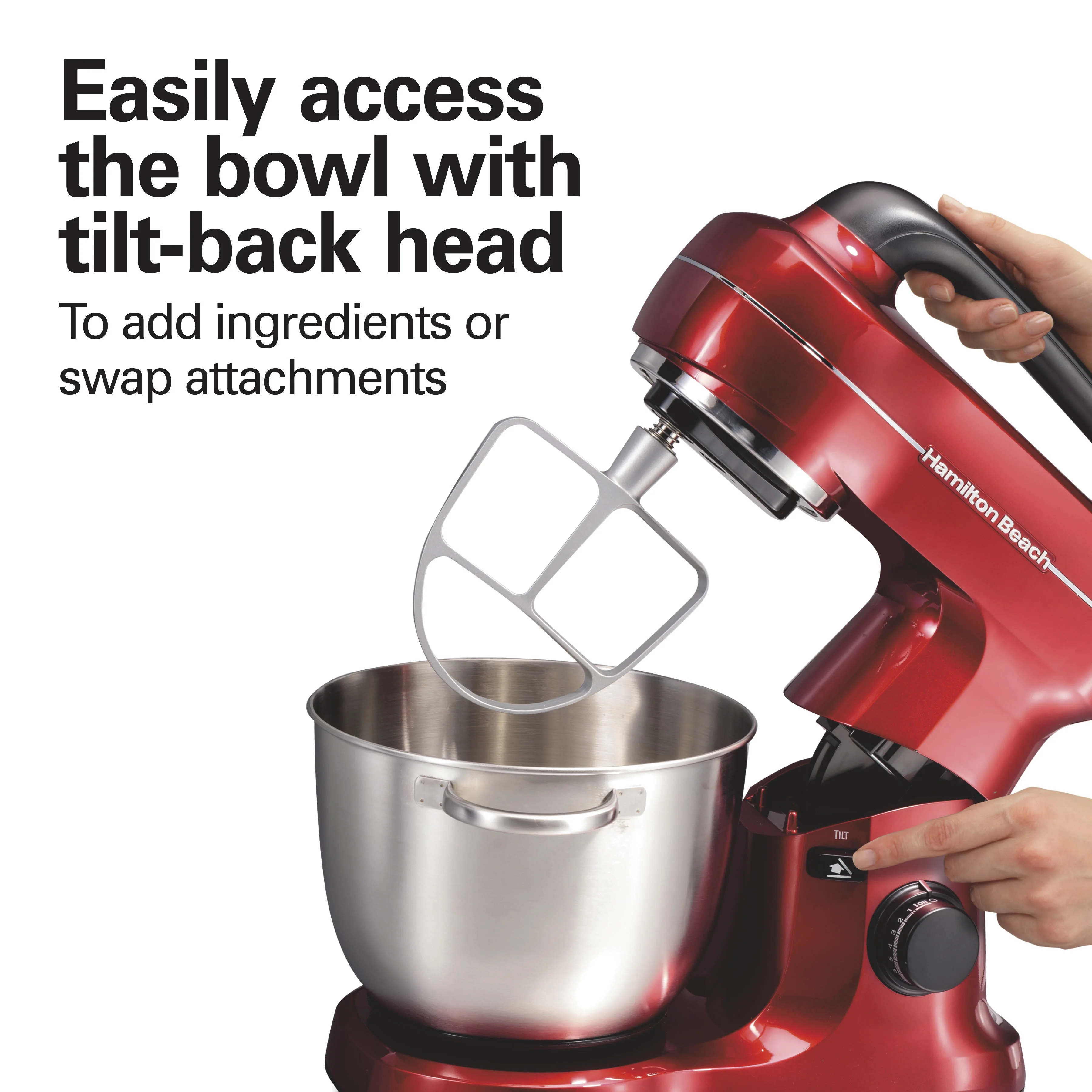 Hamilton Beach 4 Quart Stand Mixer for Kitchen, 7 Speeds, Tilt-Head, Dough Hook, Whisk & Flat Beater, Black - Image 31