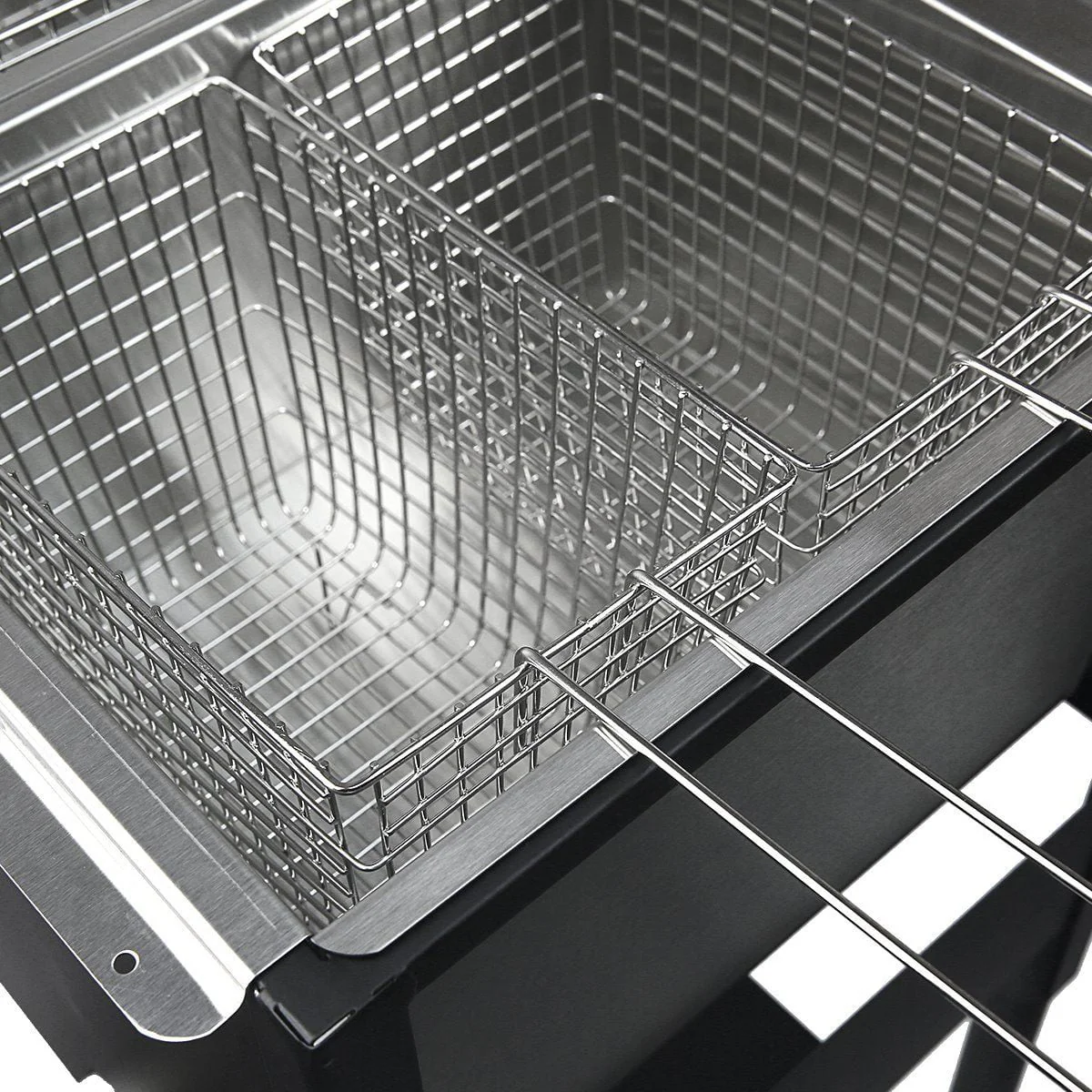 Barton High-Pressure Deep Fryer Triple Basket Dual Burner Stainless Steel Cooker Fryer Black