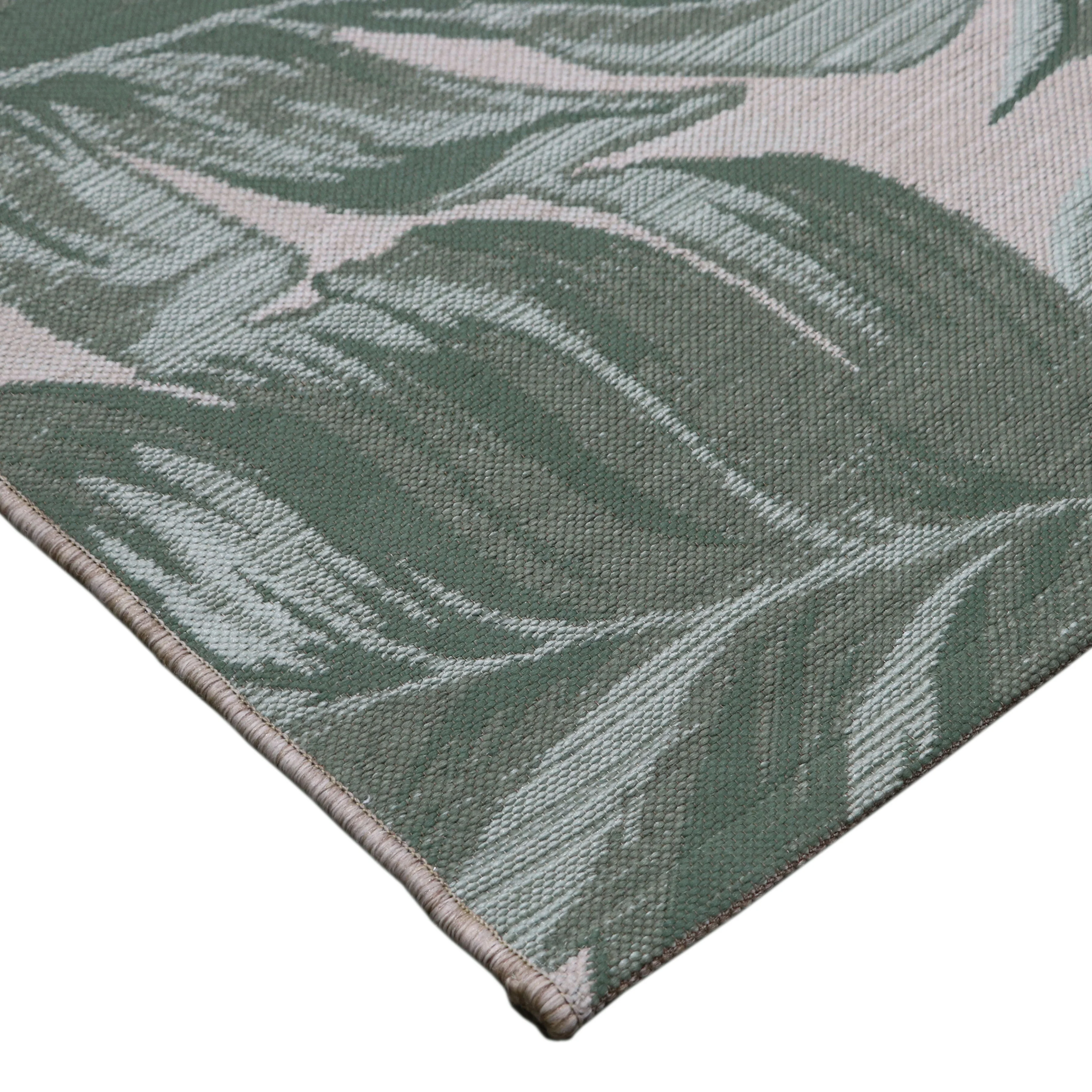 Better Homes & Gardens Palm Leave Reversible Rug, Green/White, 7' x 10'