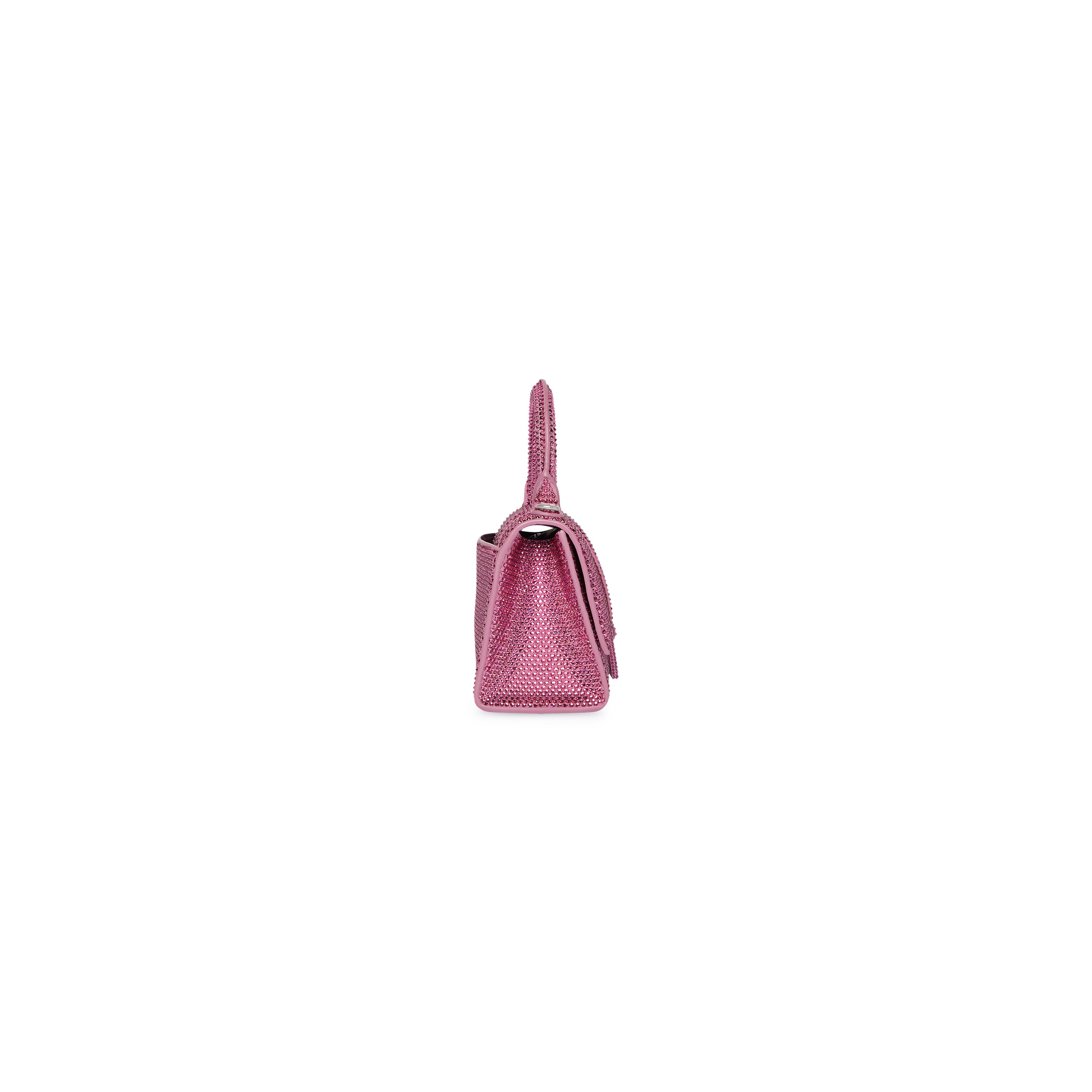 WOMEN'S HOURGLASS XS HANDBAG WITH RHINESTONES IN PINK - Replicaclubs