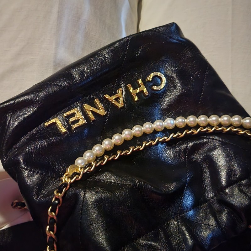 CHANEL Mini 23S Shiny Calfskin with Pearl Handbag AS39801:1High-quality replica
