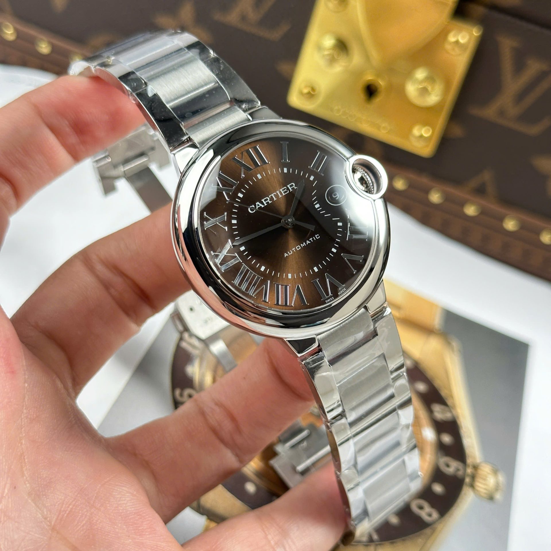Cartier Ballon Bleu Best Copies Watch Brown Dial Metal Wire AF Factory 40mm - Top club