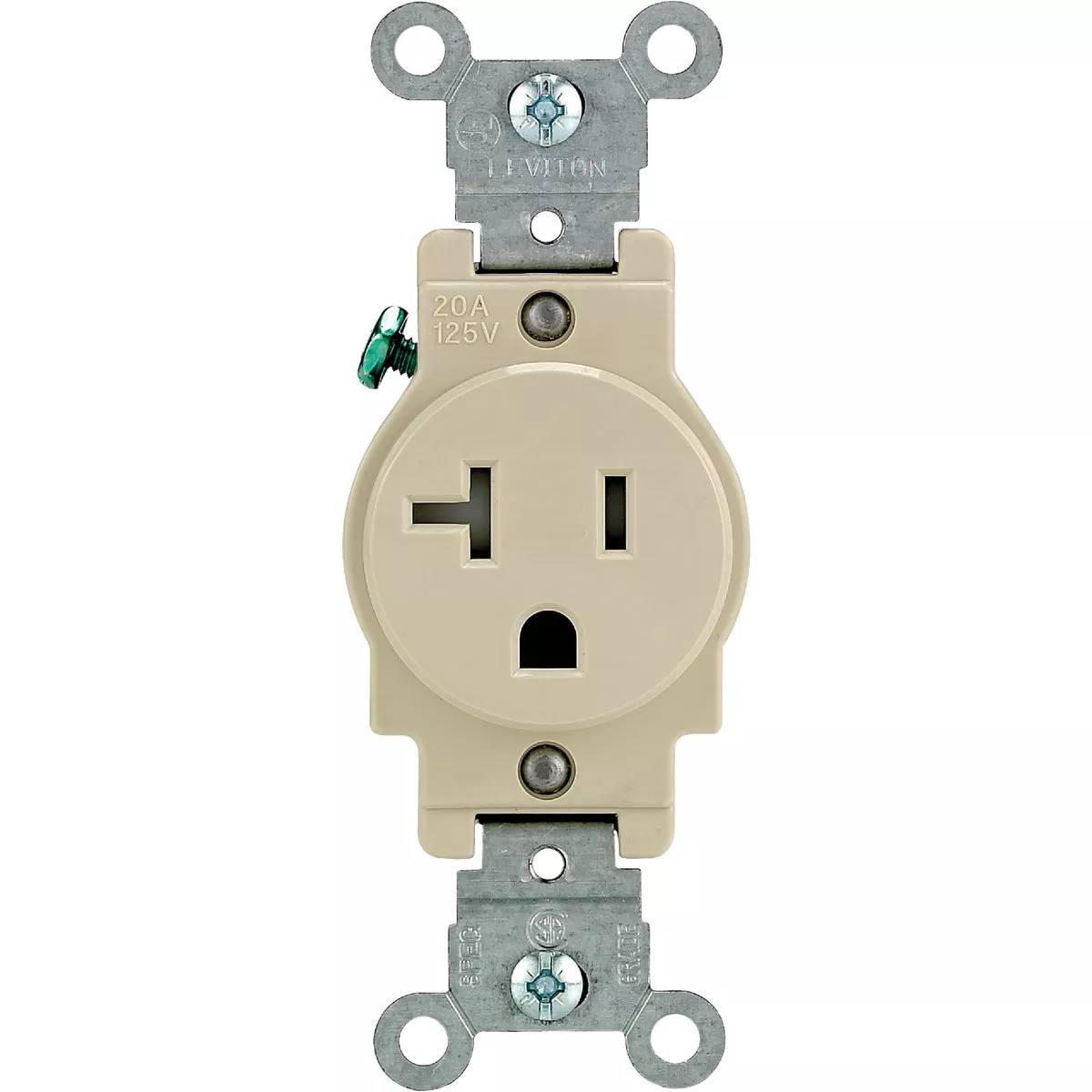 Leviton 20A Ivory Commercial Grade 5-20R Tamper Resistant Single Outlet
