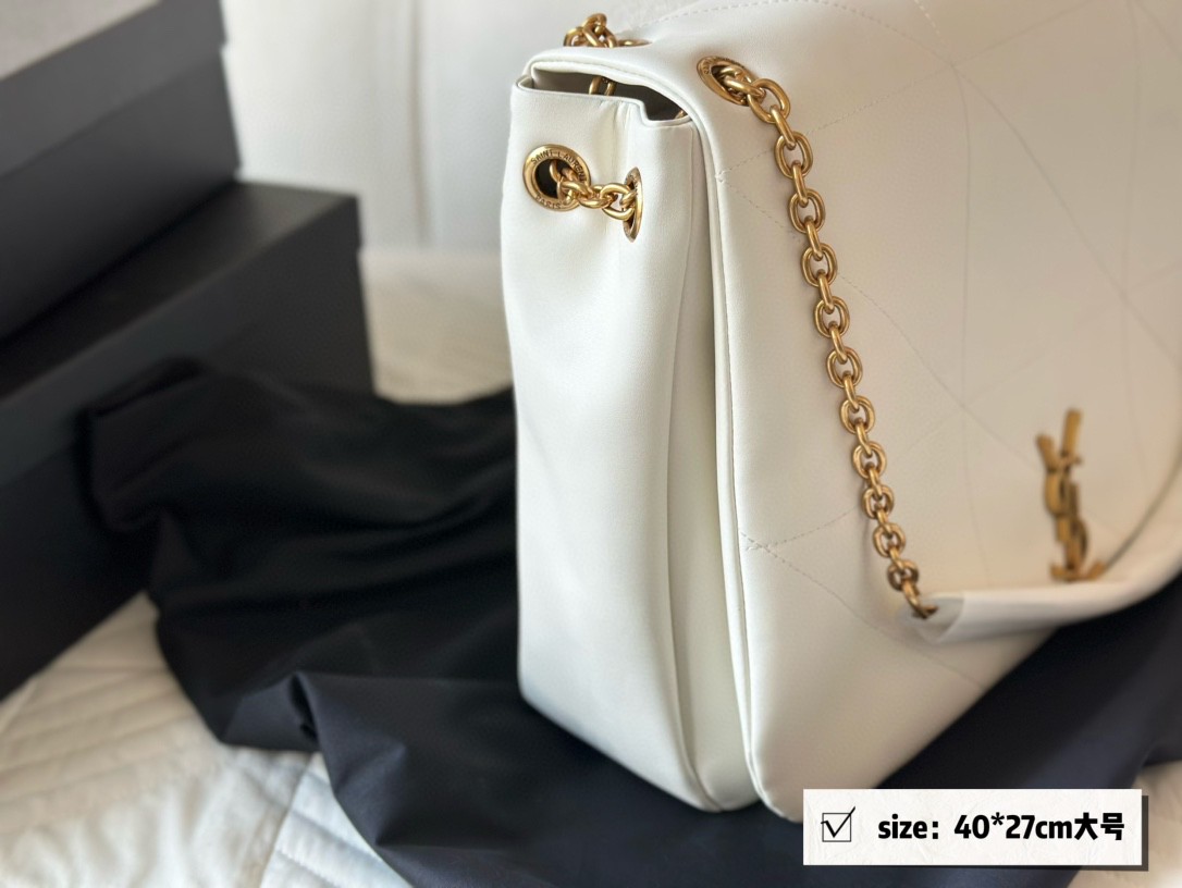YSL White Soft Leather Chain Shoulder Bag1:1High-quality replica