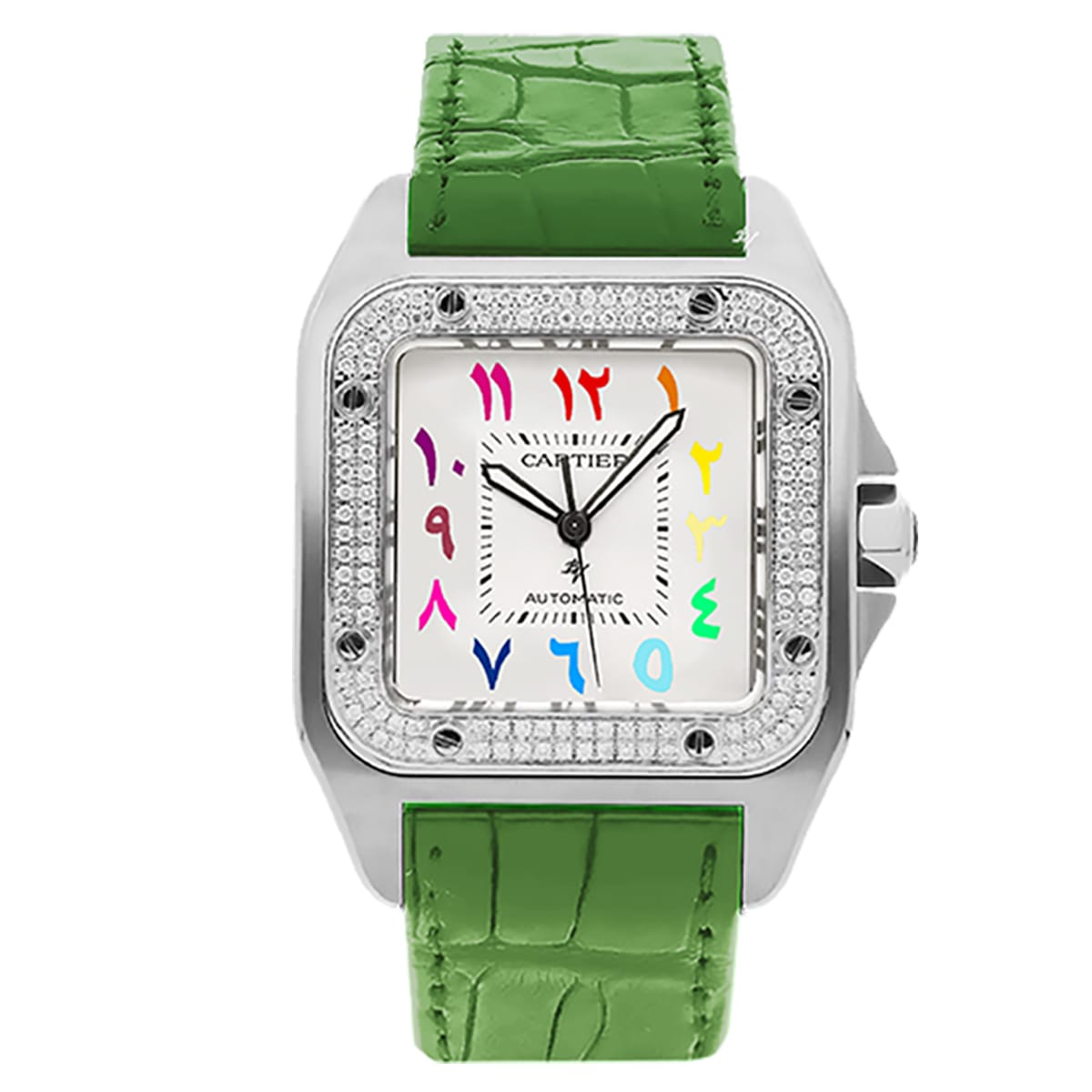 Fake Cartier Replica Watch Santos 100 Anniversary Rainbow Limited Edition Black Custom(1:1 replica) - Elite Watch Atelier