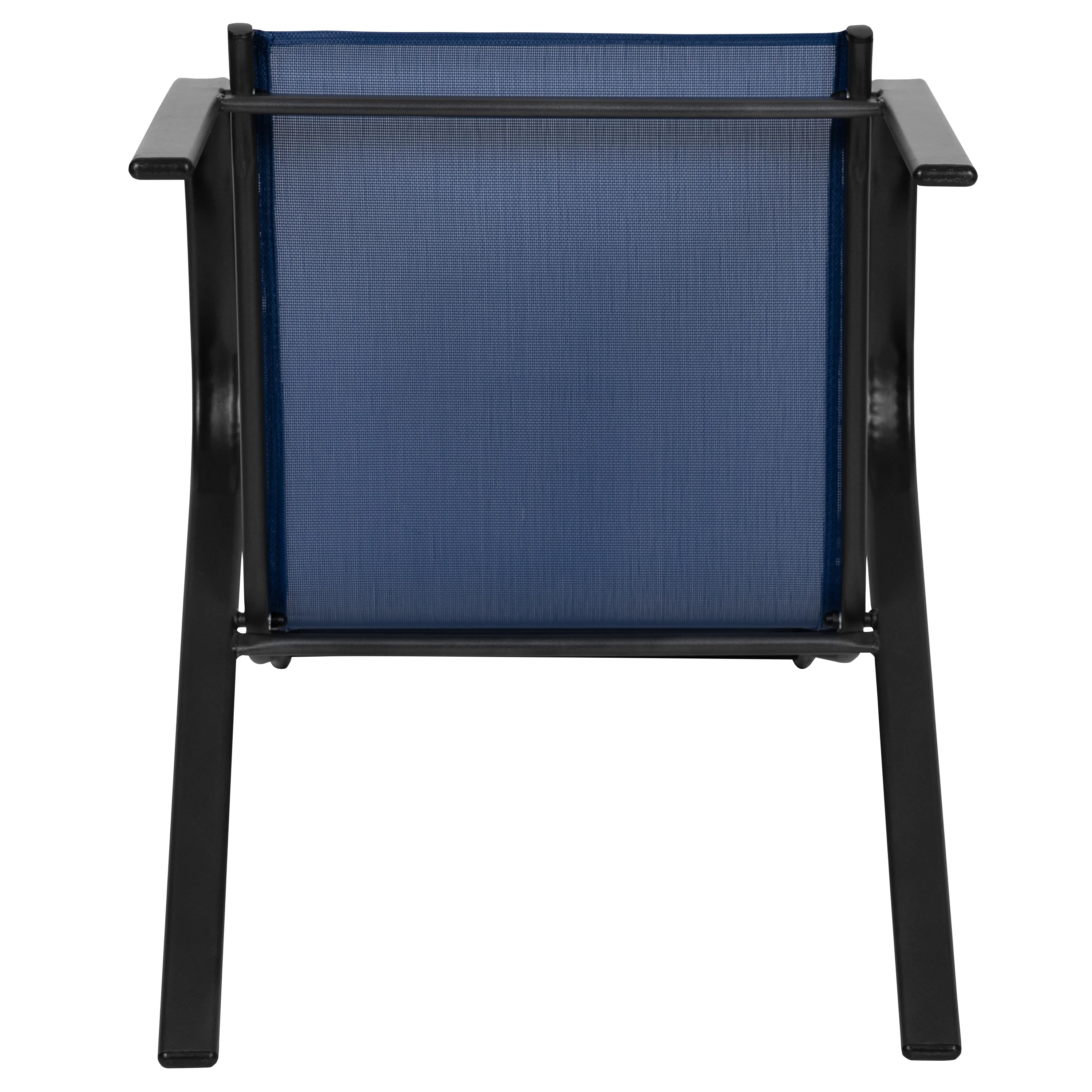 BizChair 5 Pack Black Outdoor Stack Chair with Flex Comfort Material and Metal Frame - Image 50