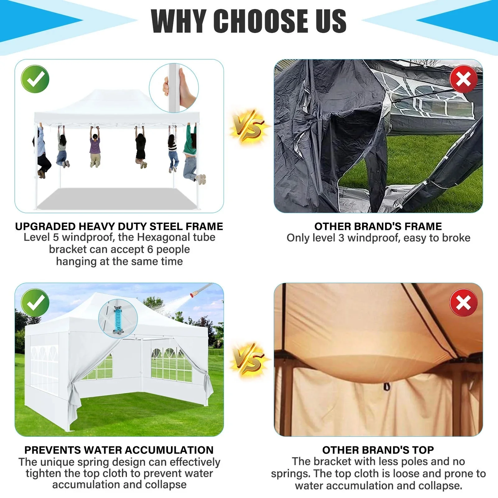 HOTEEL Heavy Duty Pop-Up Canopy Tent 10x15, 4 Sidewalls, Black - Image 18 HOTEEL Heavy Duty Pop-Up Canopy Tent 10x15, 4 Sidewalls, Black - Image 18