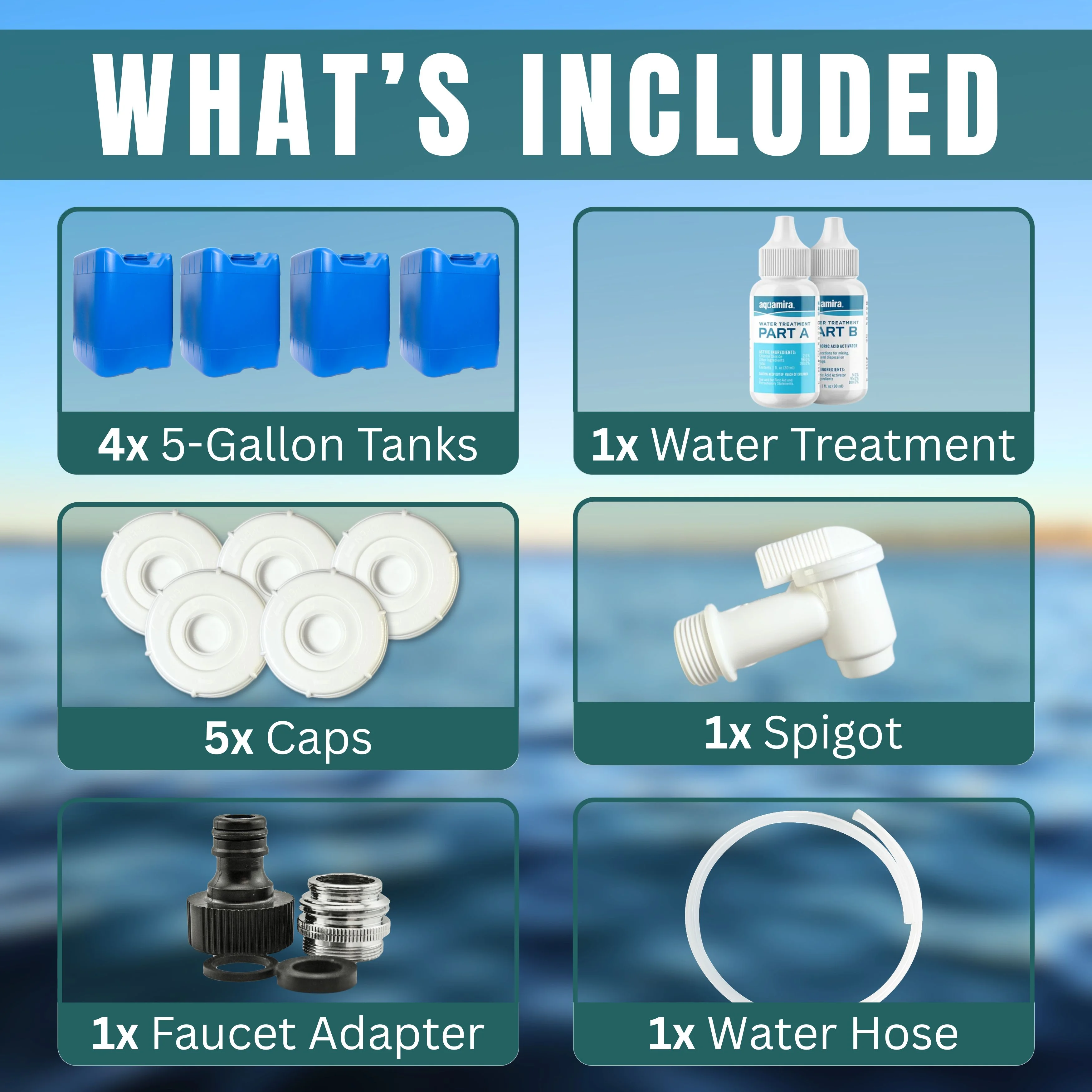 5-Gallon Stackable Water Containers with Spigot & Water Treatment - Emergency Water Storage Kit (2x - 5 Gallon Water Tanks) - Image 16