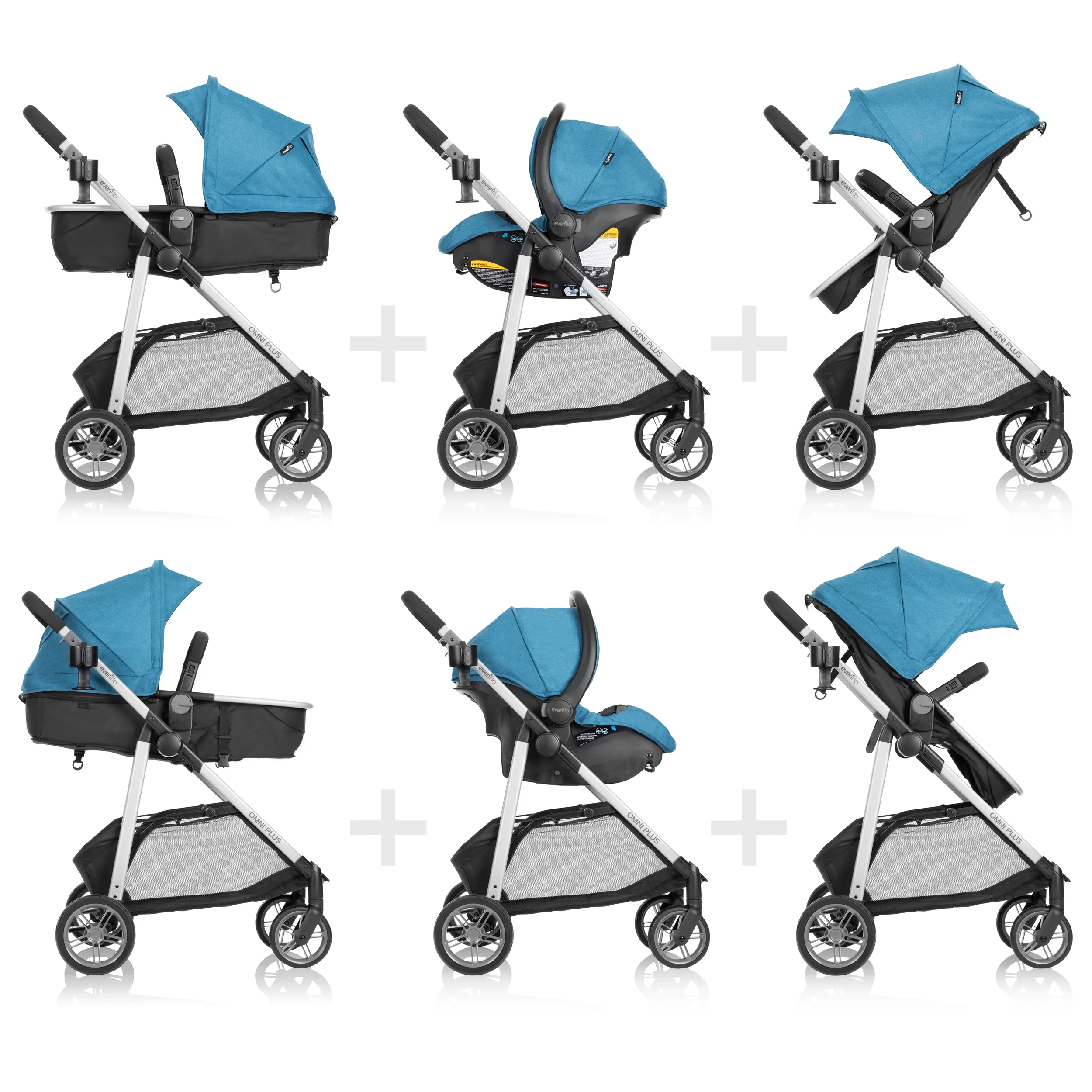 Evenflo Omni Plus Modular Travel System with LiteMax Sport Infant Car Seat, Mylar Gray, Unisex - Image 35