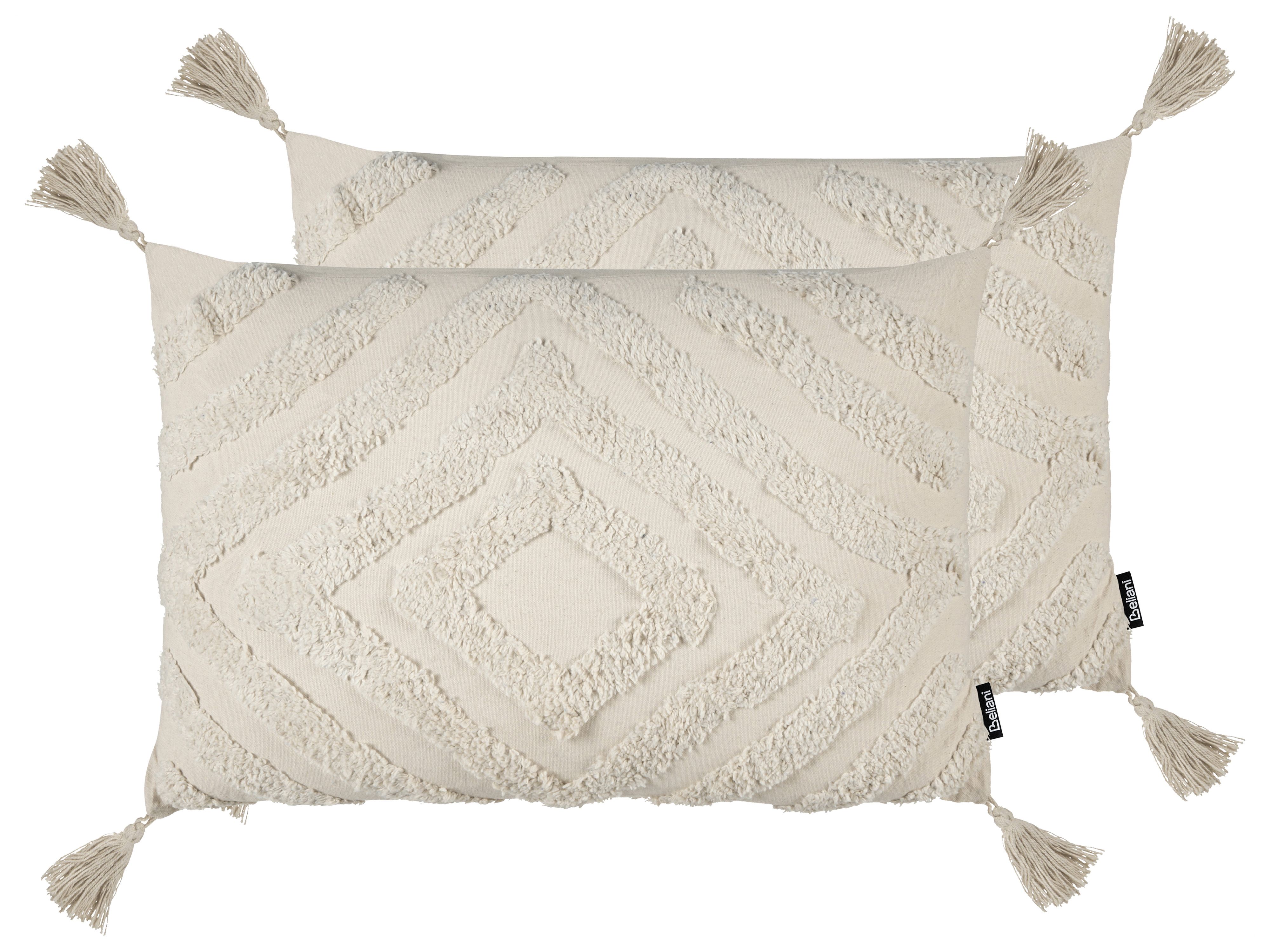 Set of 2 Decorative Cushions CRATAEGUS Cotton 40 x 60 cm Light Beige Geometric Pattern