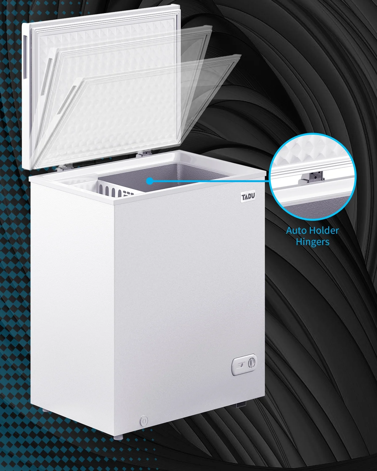 TABU 3.5 Cu ft Chest Freezer,Deep Freezer with Top Open Door and Removable Storage Basket, (Black) - Image 13