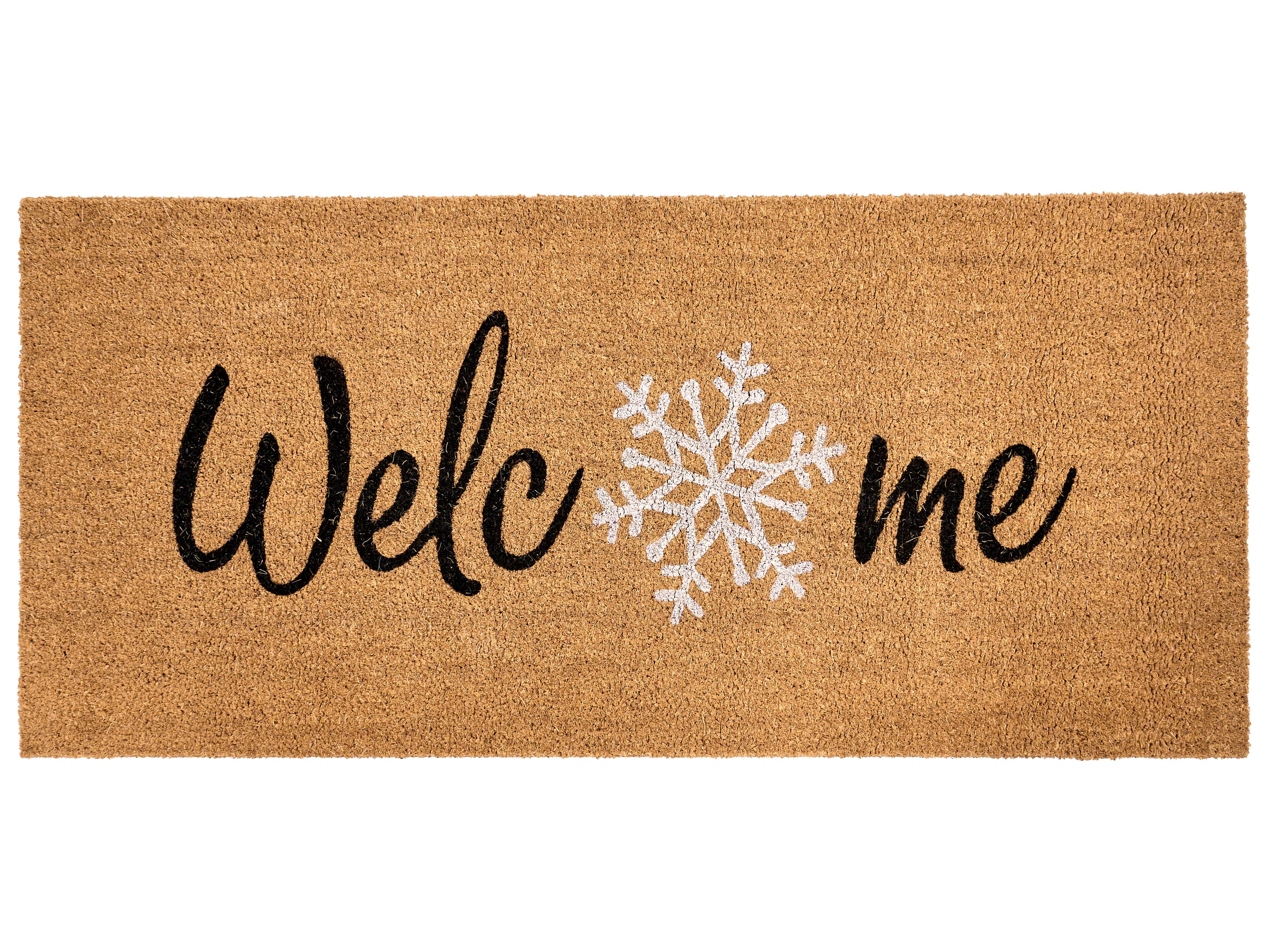 Doormat BALANACAN Natural 55 x 120 cm Christmas Motif Coir
