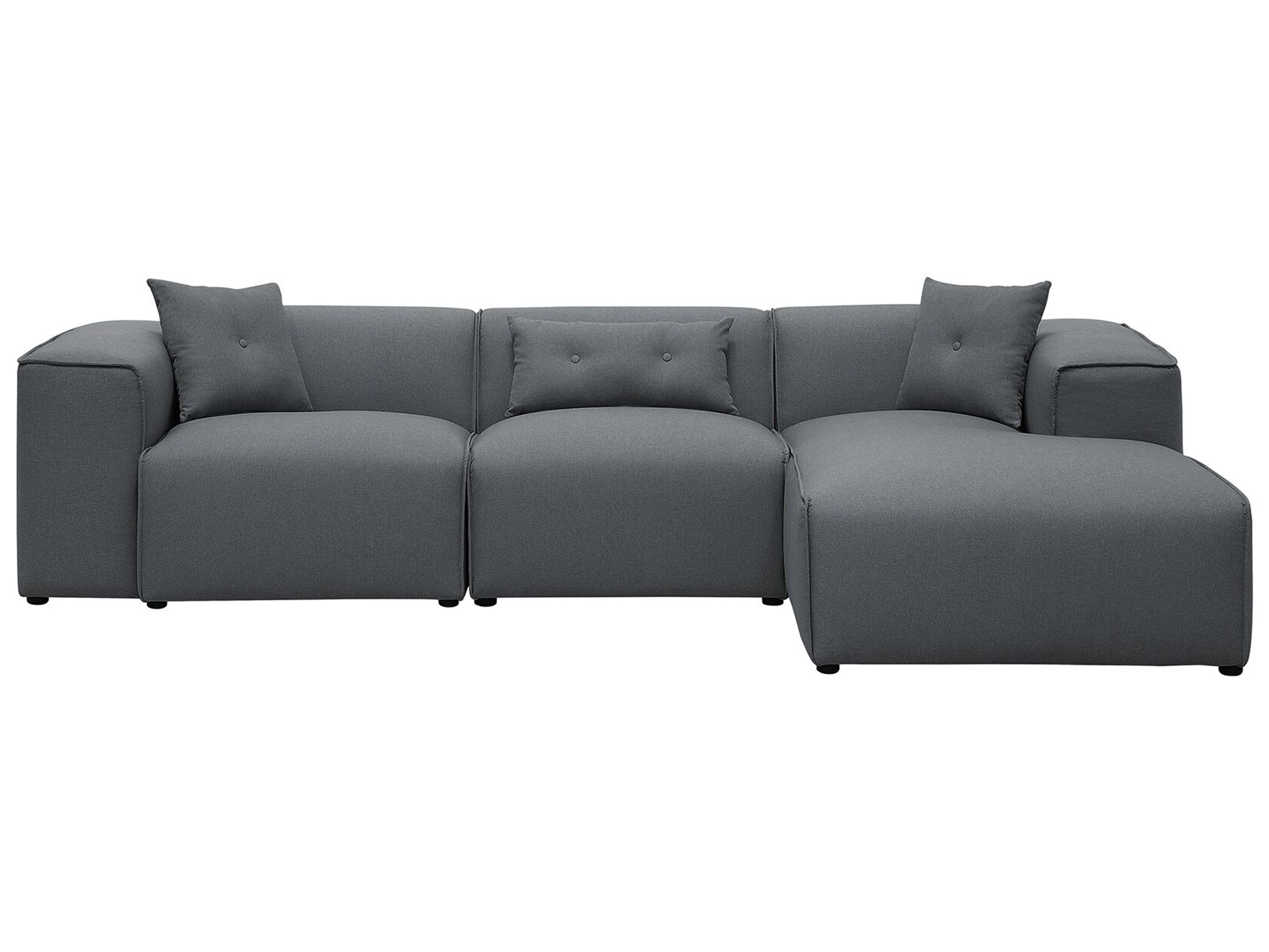 Corner Sofa 3 Seater DOLVA Fabric Dark Grey Left Hand