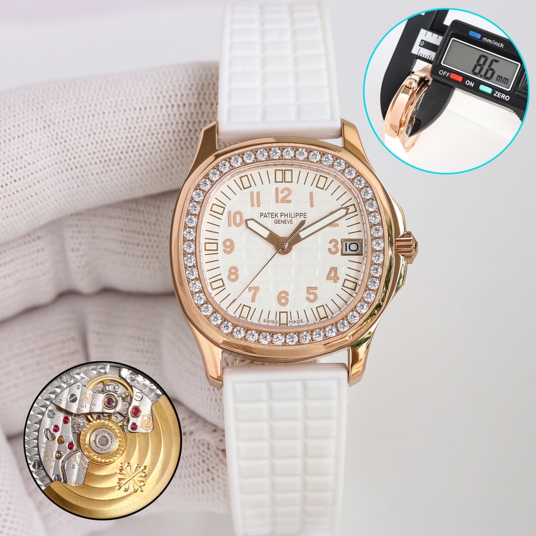 Fake Patek Philippe Replica Watch Aquanaut Ladies Embossed Brown Arabic Diamond Bezel Rose Gold Composite 35.6mm 5068R-001 TWF(1:1 replica) - Top club