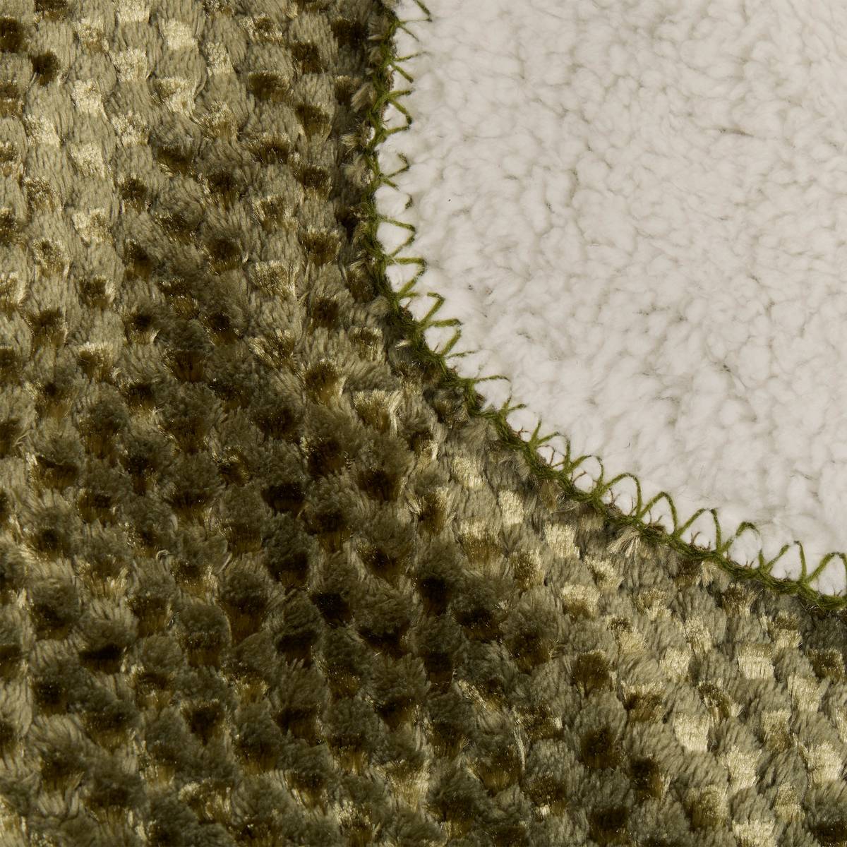 Flannel throw with sherpa effect "Lyno" Khaki Green, 170x130 cm