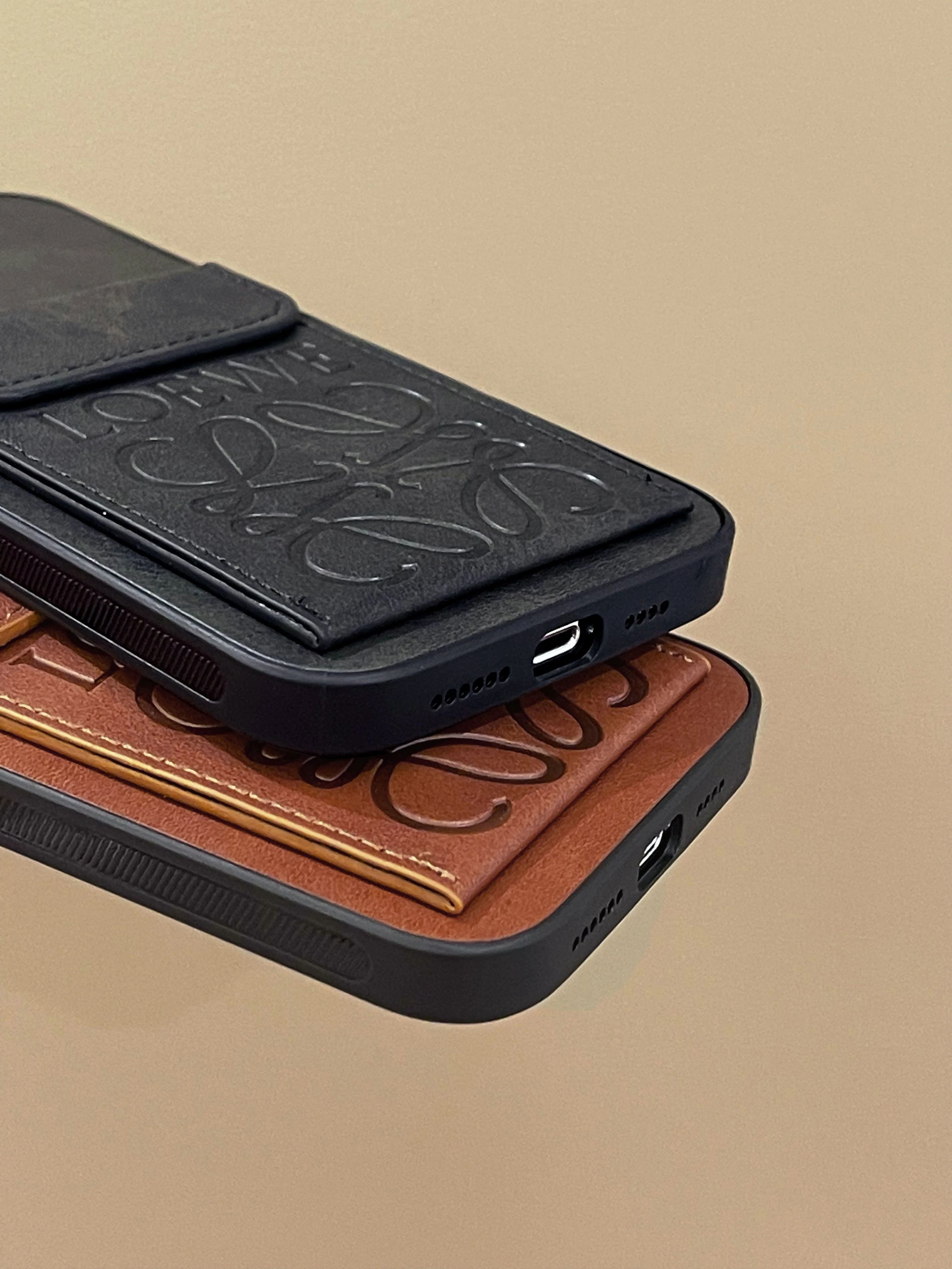 LOEWE iPhone Case With Card Holder Brown-LZP241448 - Wholesale & Influencer