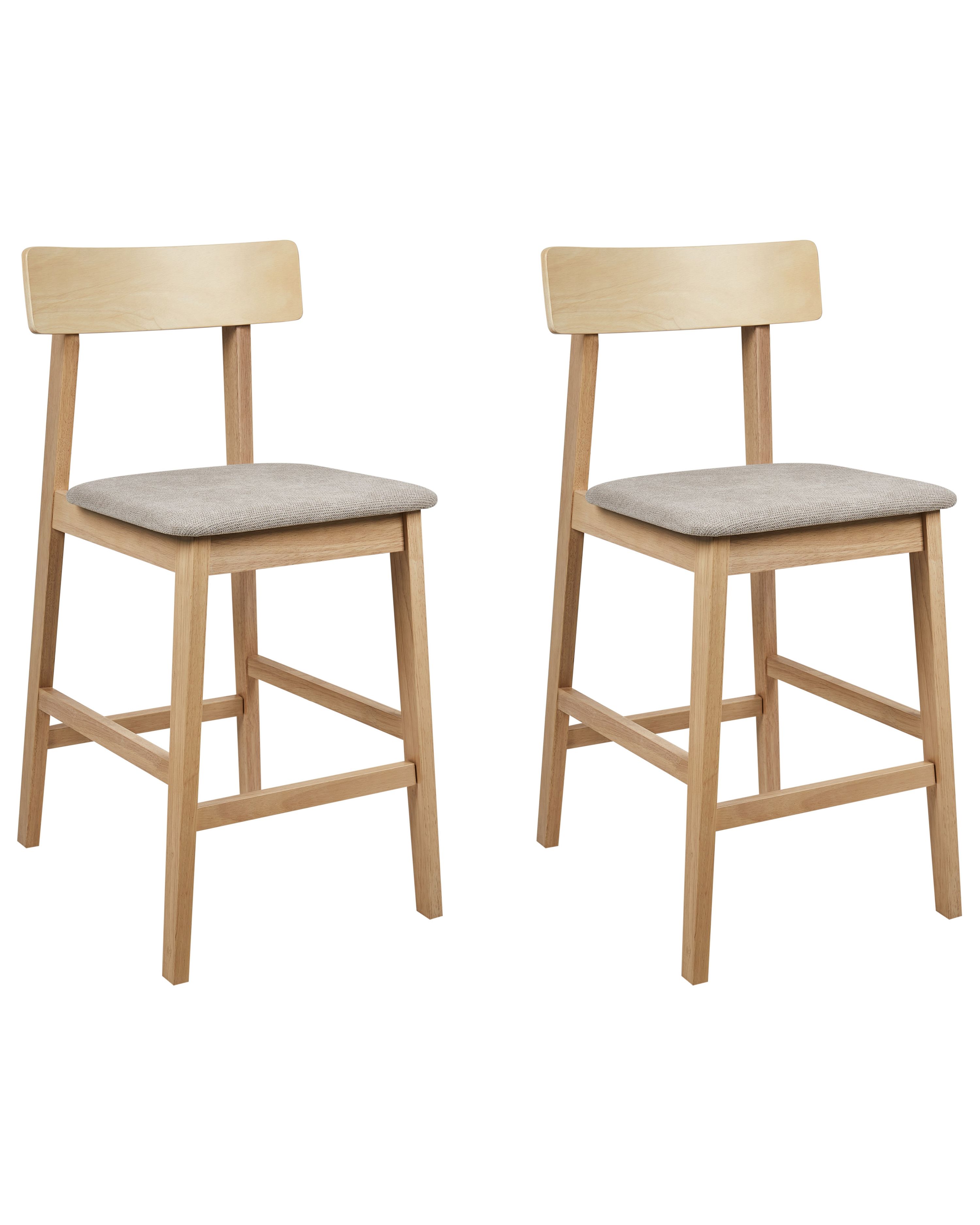 Set of 2 Bar Chairs ISANTI Wood Light Brown/ Taupe