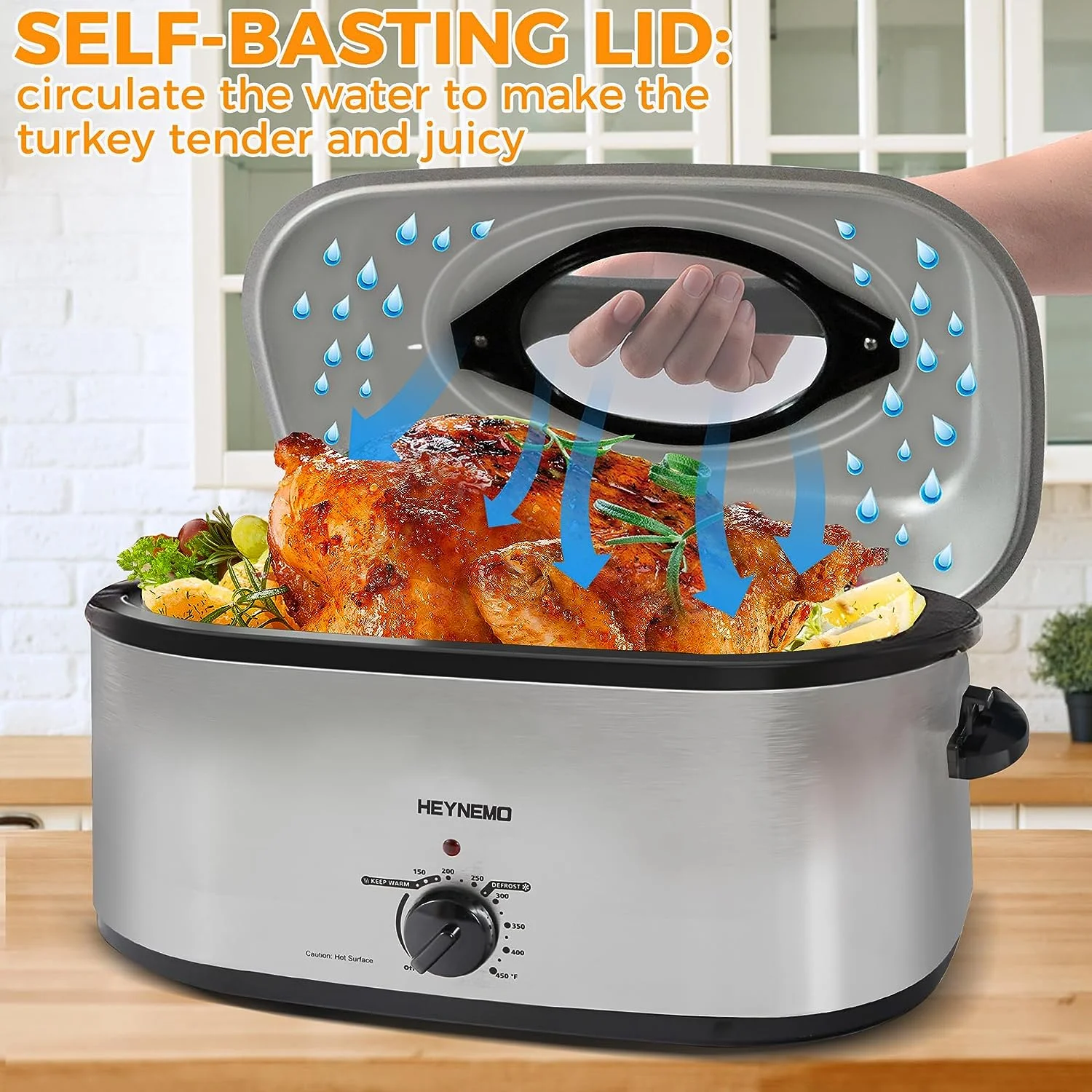 Superjoe 26QT Electric Roaster Oven, Stainless Steel, Self-Basting Lid Removable Insert Pot, Black - Image 28