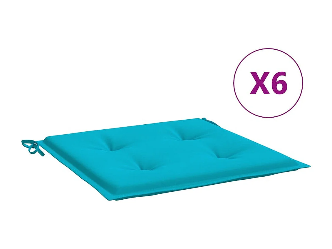 Coussins de chaise de jardin lot de 6 turquoise 40x40x3cm tissu