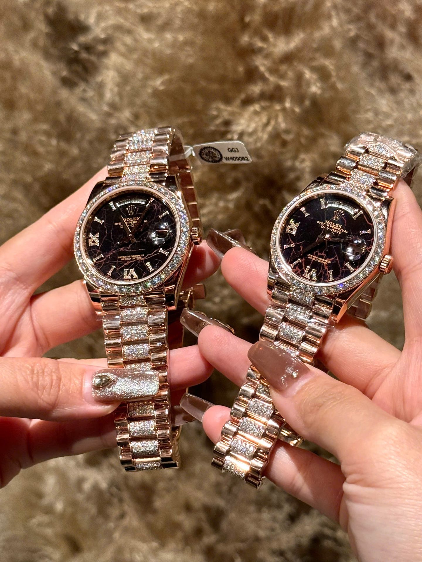Rolex Day-Date Replica Watch Meteorite Dial Custom Moissanite Diamonds Hong Kong 40mm - Top club