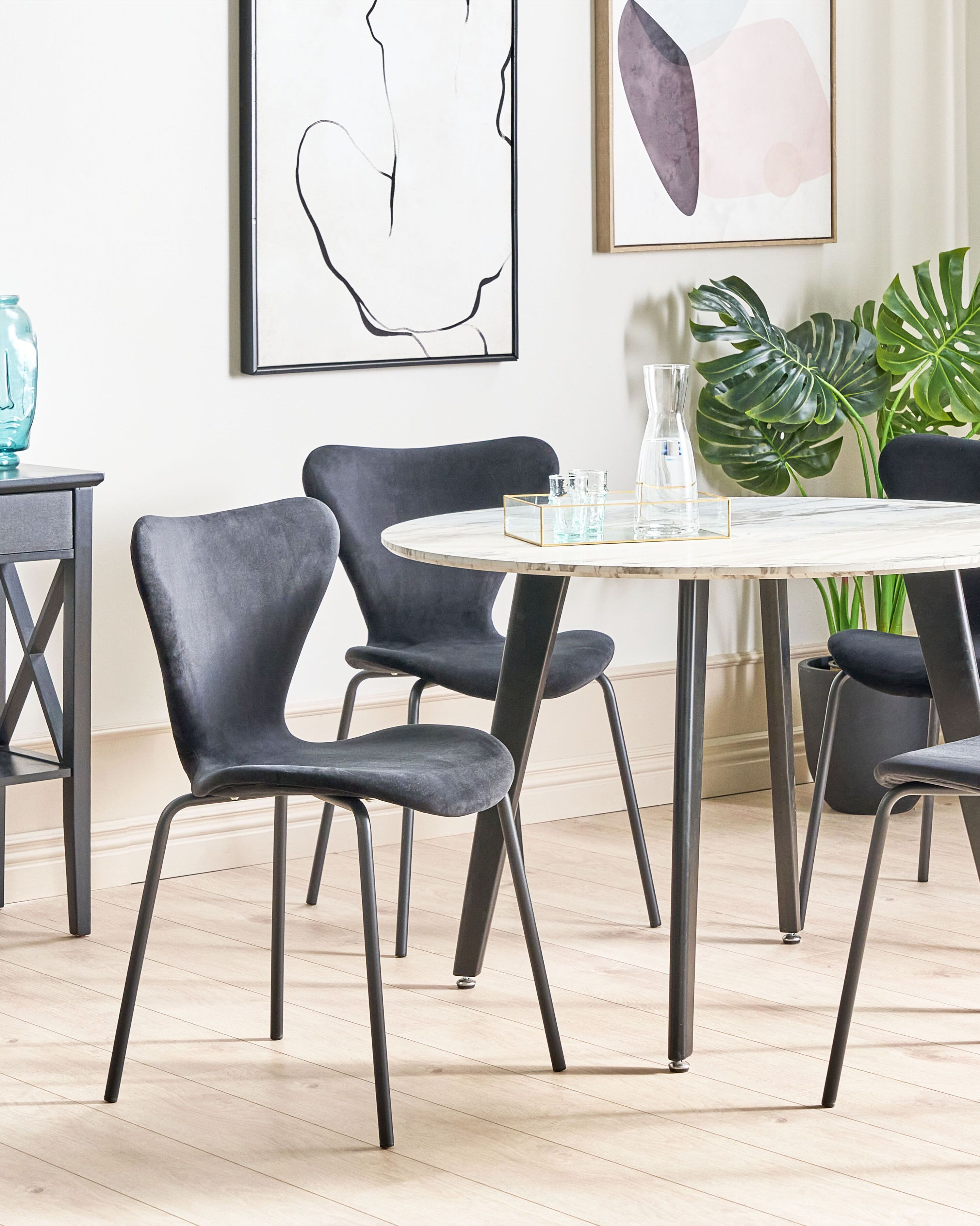 Set of 2 Dining Chairs BOONVILLE Velvet Black