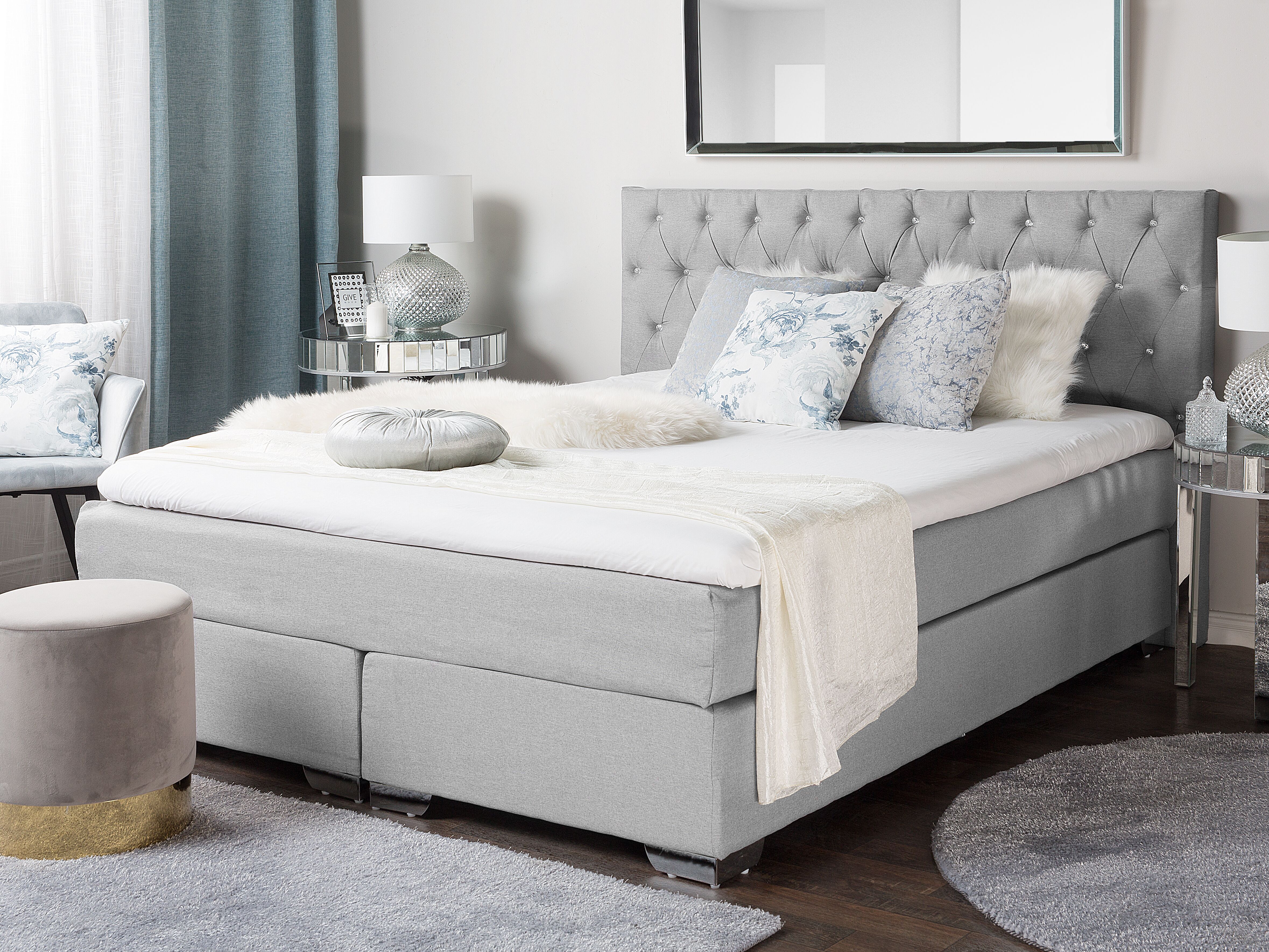 Divan Bed Fabric DUCHESS 180 x 200 cm (EU Super King) Light Grey
