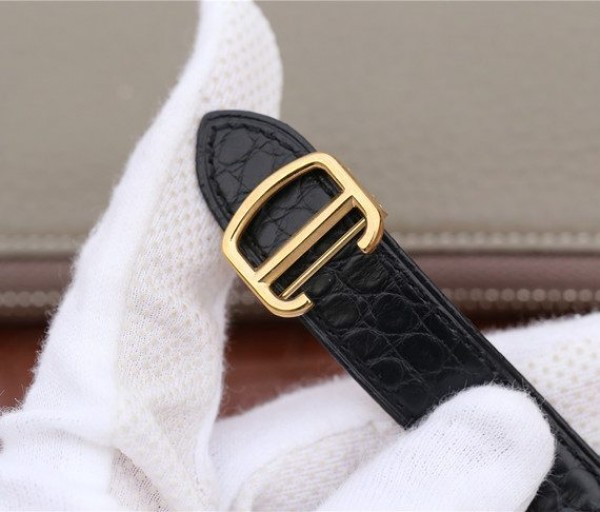 Replica Cartier Ronde De Cartier YG White Dial Diamonds Bezel Croco Strap A2892 - Top club