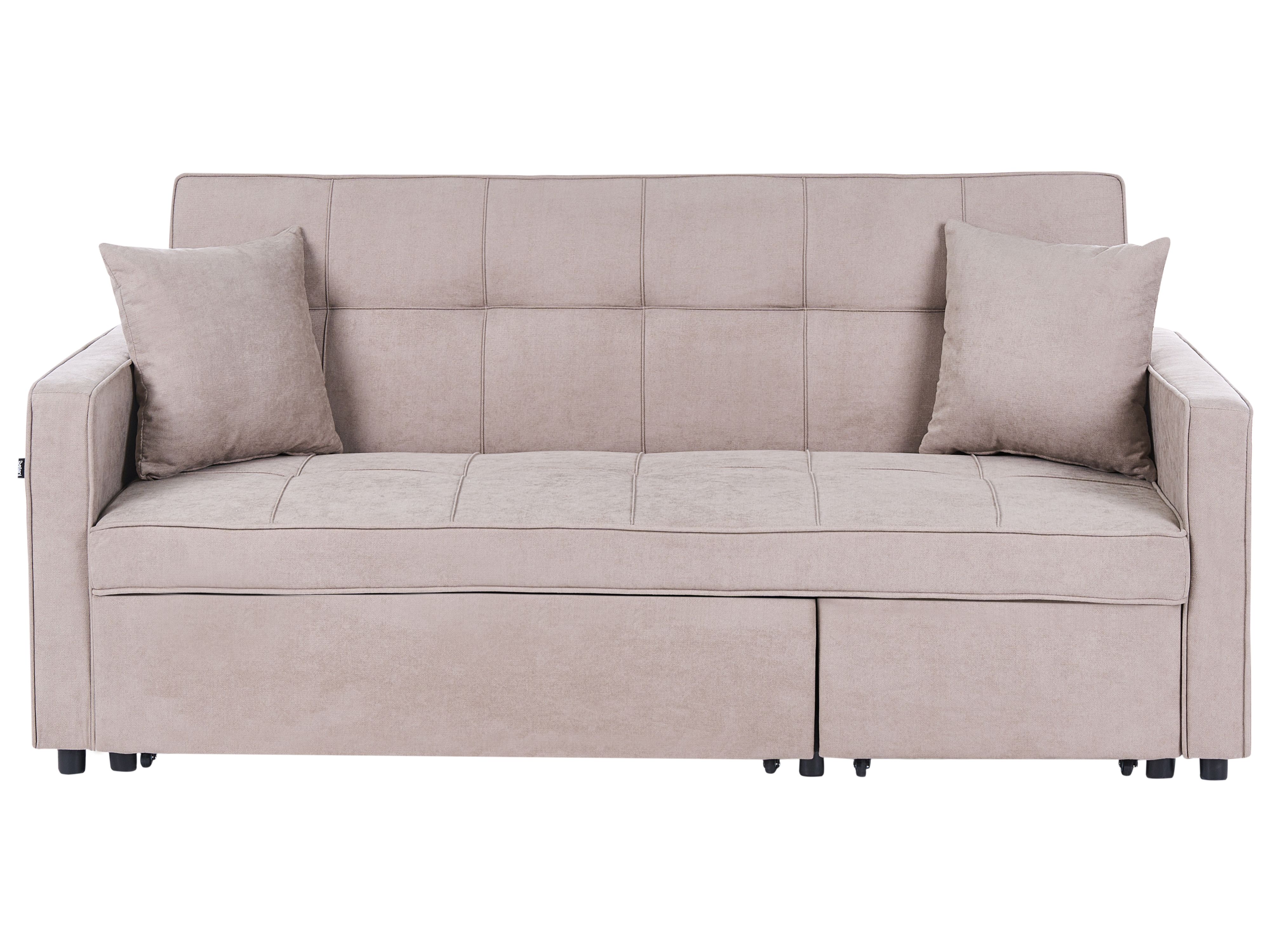 Sofa Bed 3 Seater GLOMMA Fabric Taupe