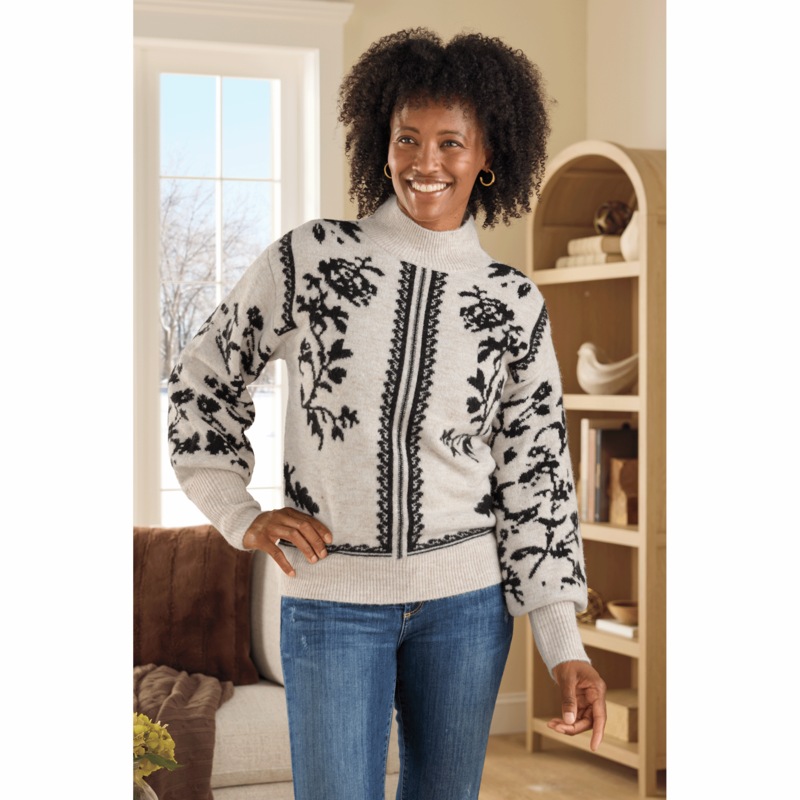 Annika Floral Sweater - MIDNIGHT VELVET CATALOG