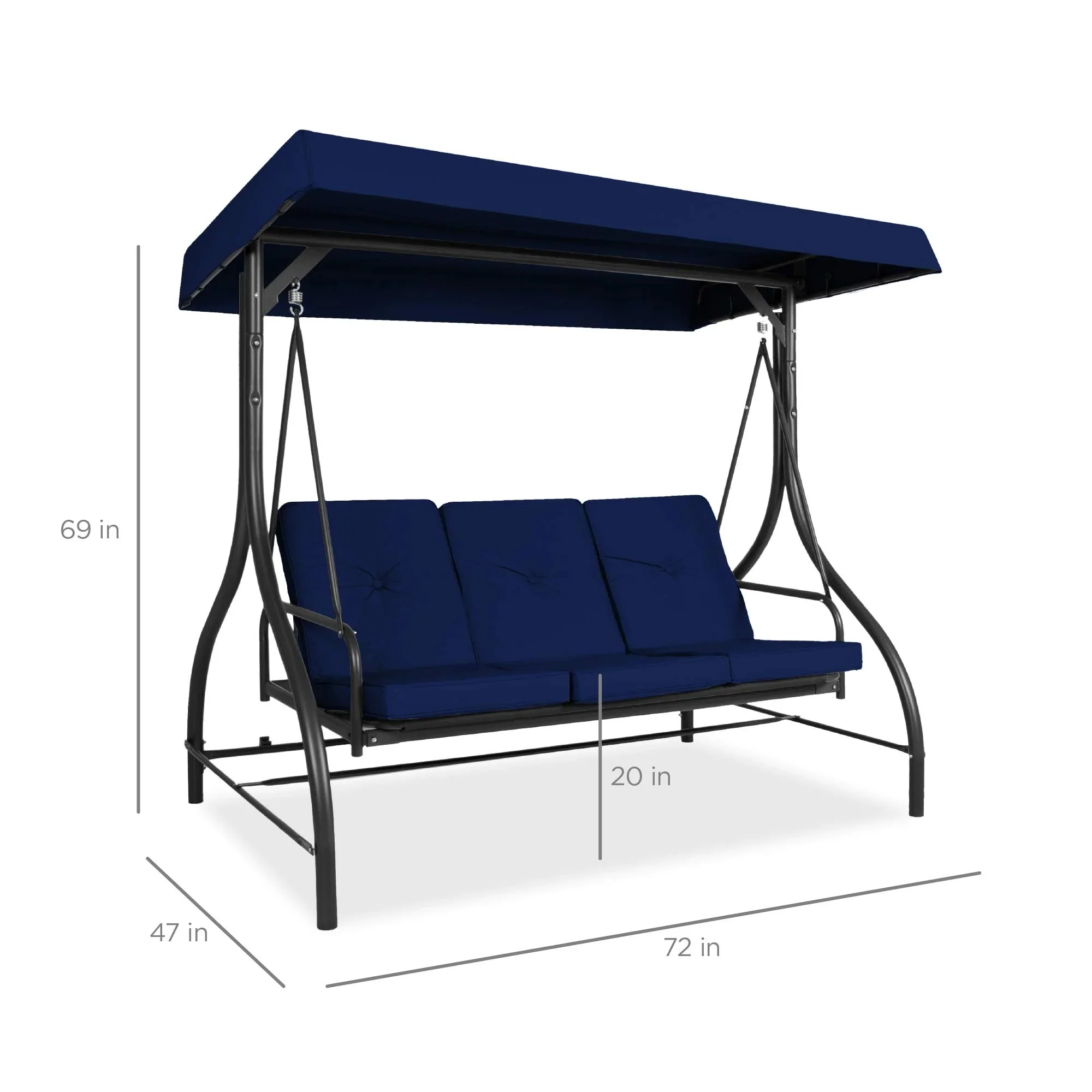 3-Seat Outdoor Large Converting Canopy Swing Glider - Image 12