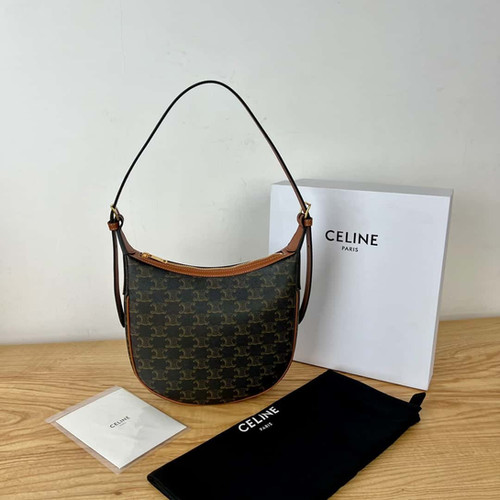 CELINE Small HELOISE TRIOMPHE Logo Printed Cow Leather Handbag Old Flower