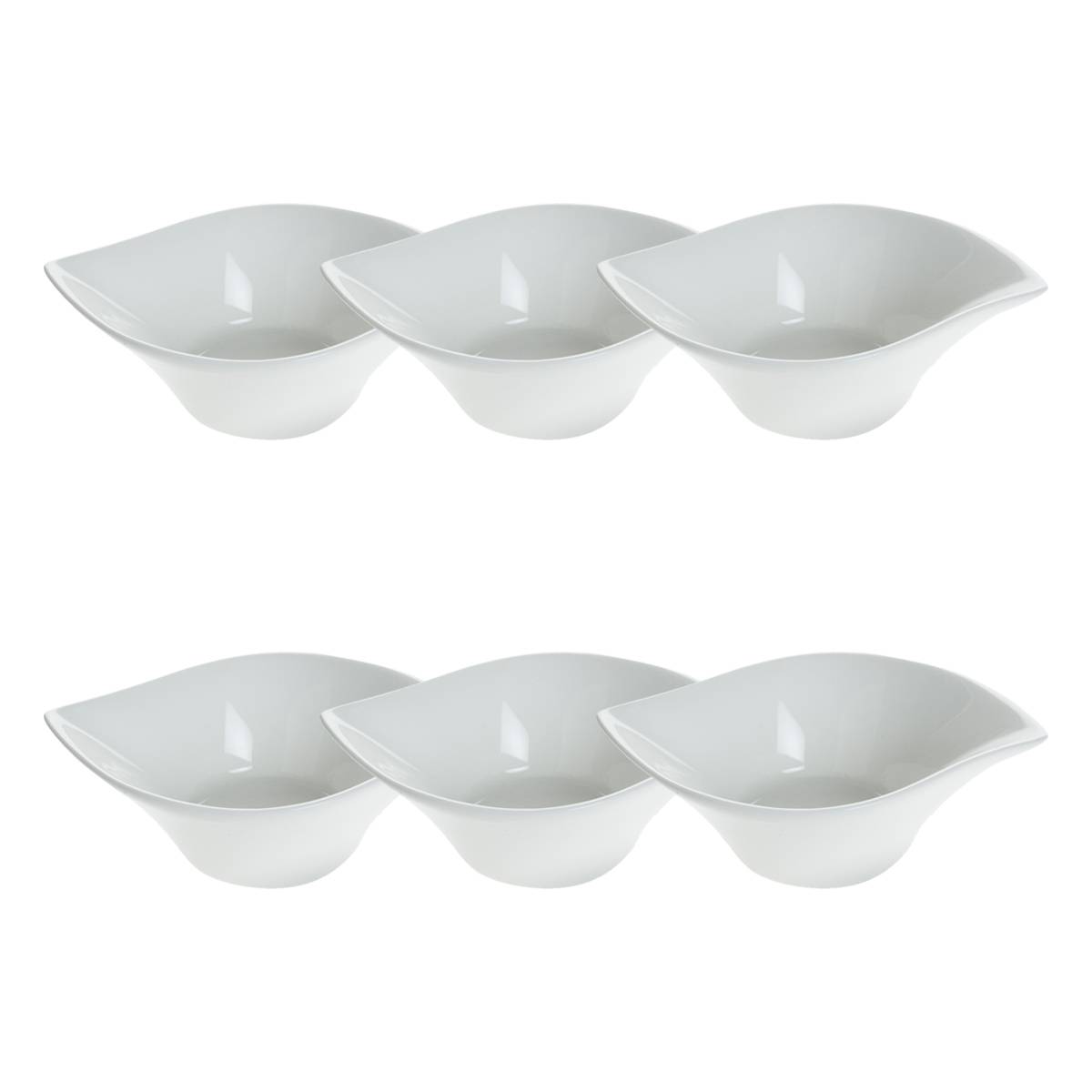 Set of 6 "Four Mini Shapes" Bowls H.5.3 cm, White