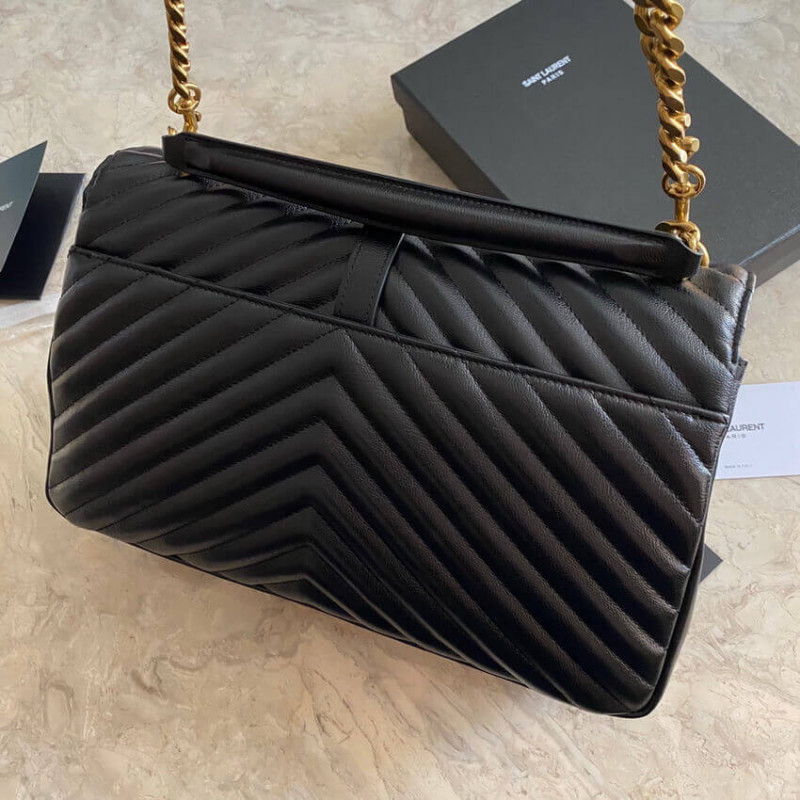 Replica Ysl Saint Laurent Sheepskin Matelasse Chevron Monogram Large College Satchel 392738 Black1:1High-quality replica