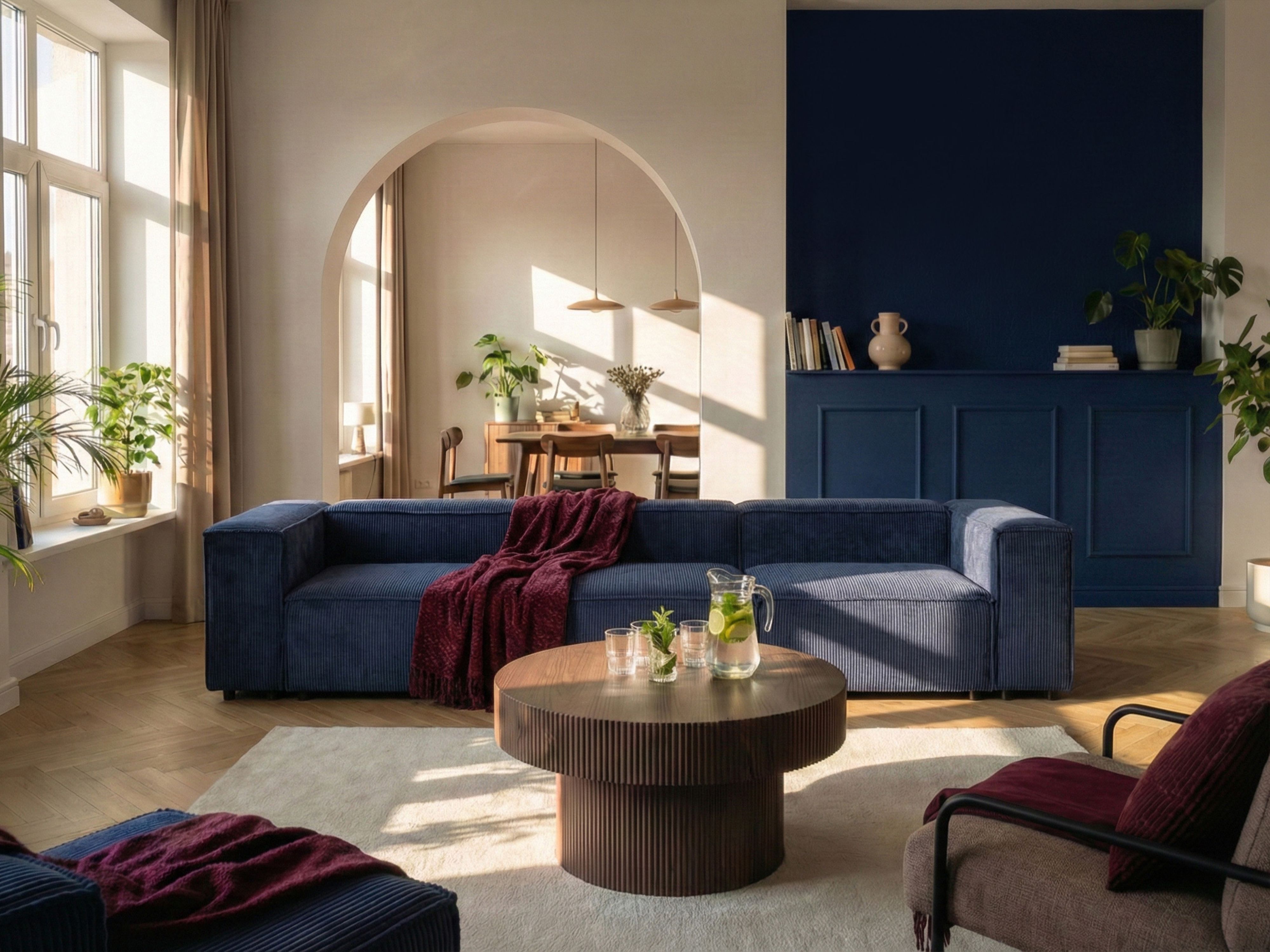 Modular Sofa 3 Seater ARDAL Corduroy Dark Blue