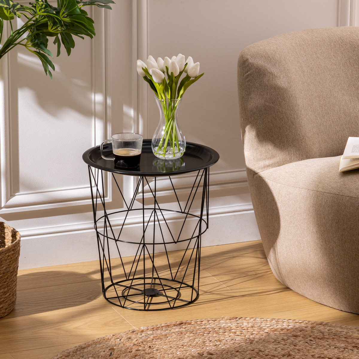 Side table "Kumi" Black, 40x37x37 cm