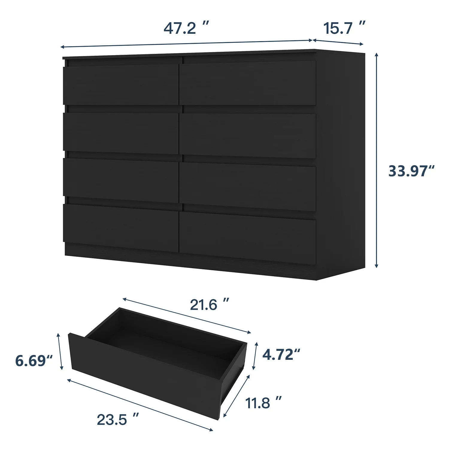 Kadyn White Chest of Drawer, 6 Double Drawer Dresser for Bedroom, Modern Storage Cabinet for Living Room, Dresser - Image 141